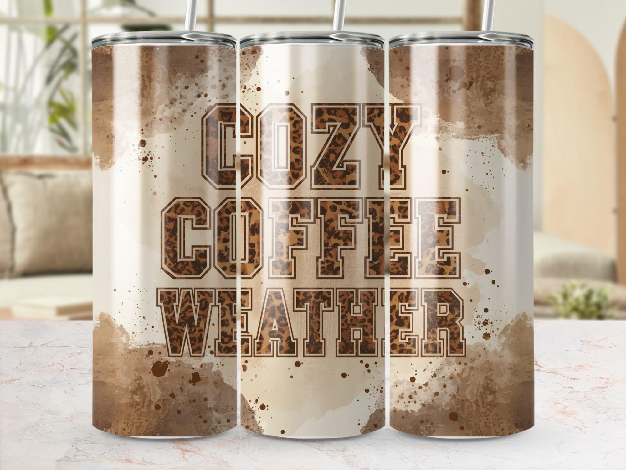 Cozy Coffee Leopard Print Tumbler Wrap - 20oz Skinny Tumbler PNG (Digital Download)