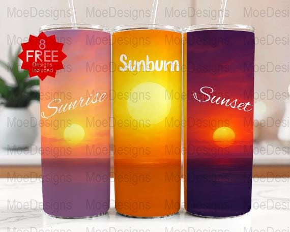Ombre Sunset Tumbler Wrap: Summer Vibes, 20oz Skinny Tumbler (PNG Digital Download)