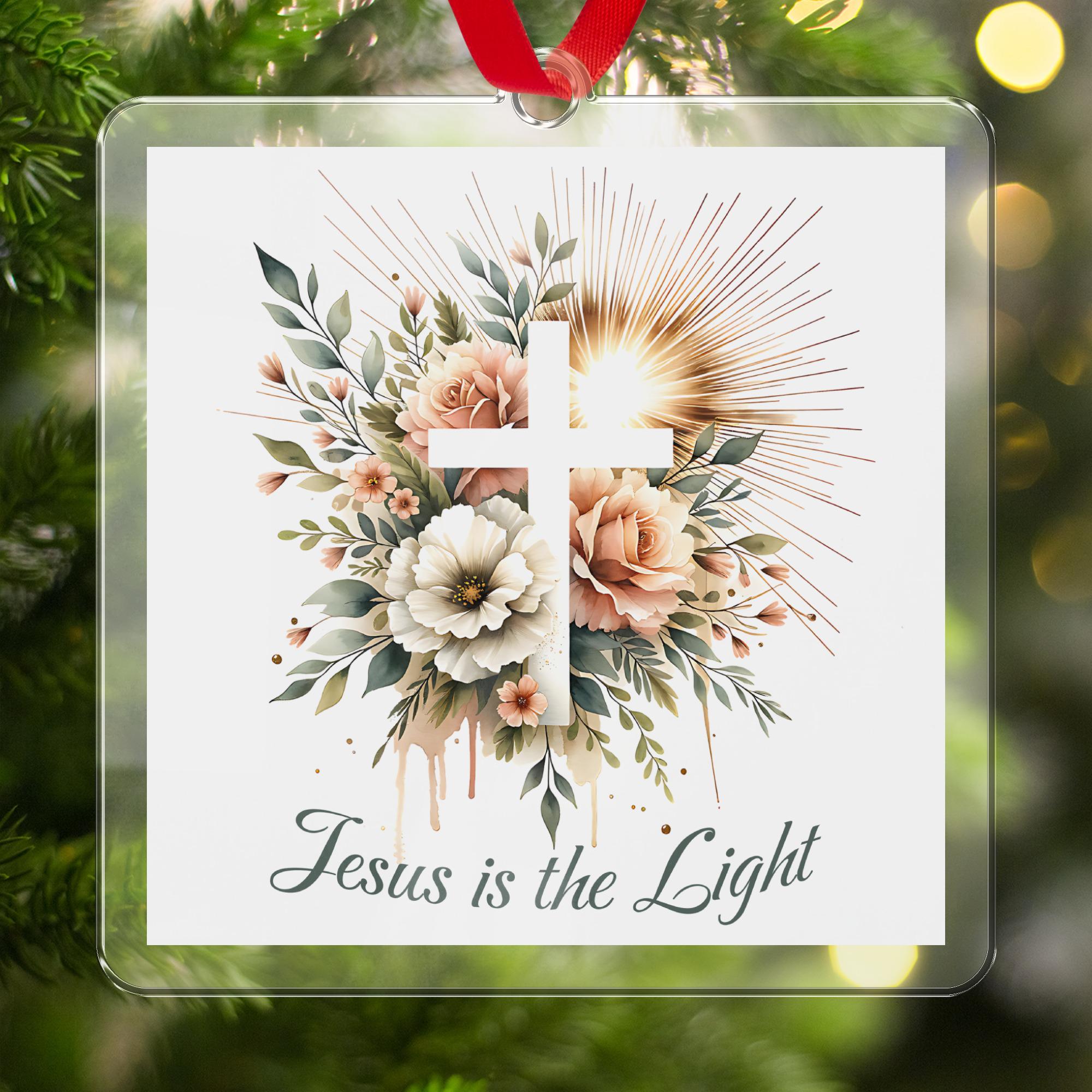 Floral Cross 'Jesus is the Light' PNG: Christian T-Shirt Sublimation (Digital Download)