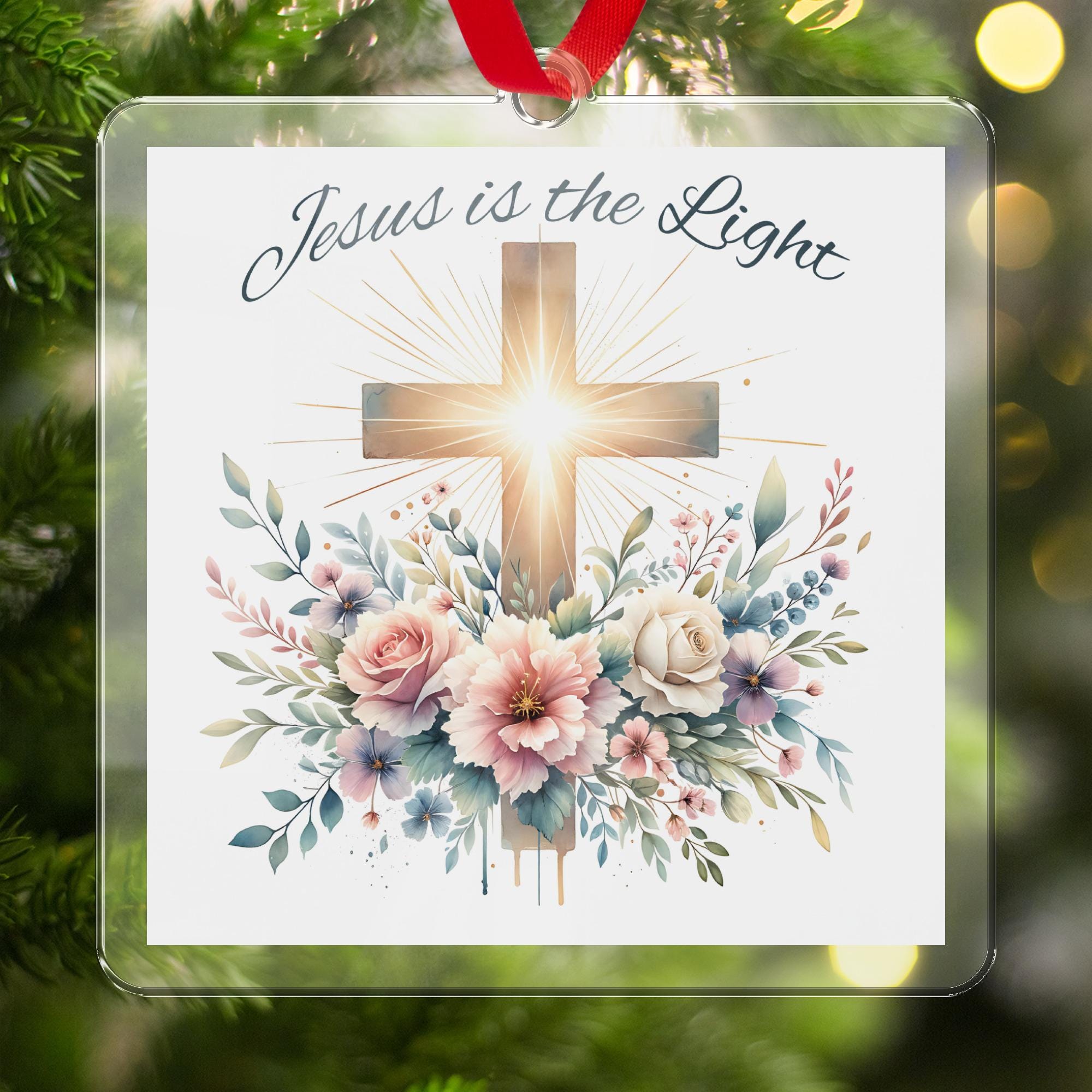 Floral Cross 'Jesus is the Light' PNG: Christian T-Shirt Design (Digital Download)