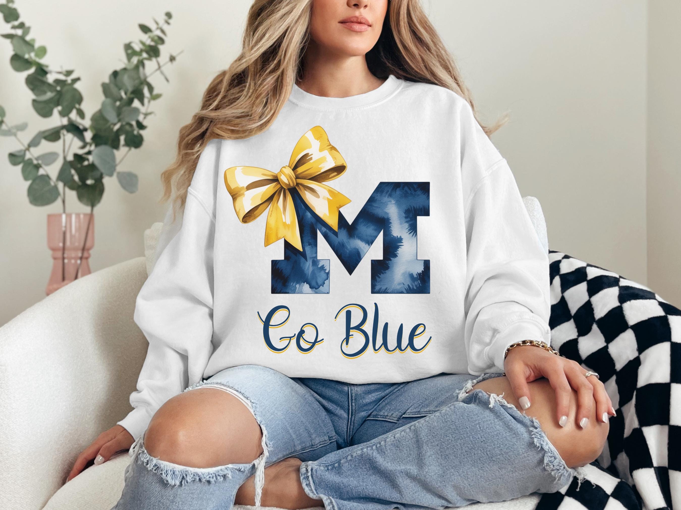 Michigan, M with Bow PNG: Go Blue Digital Download