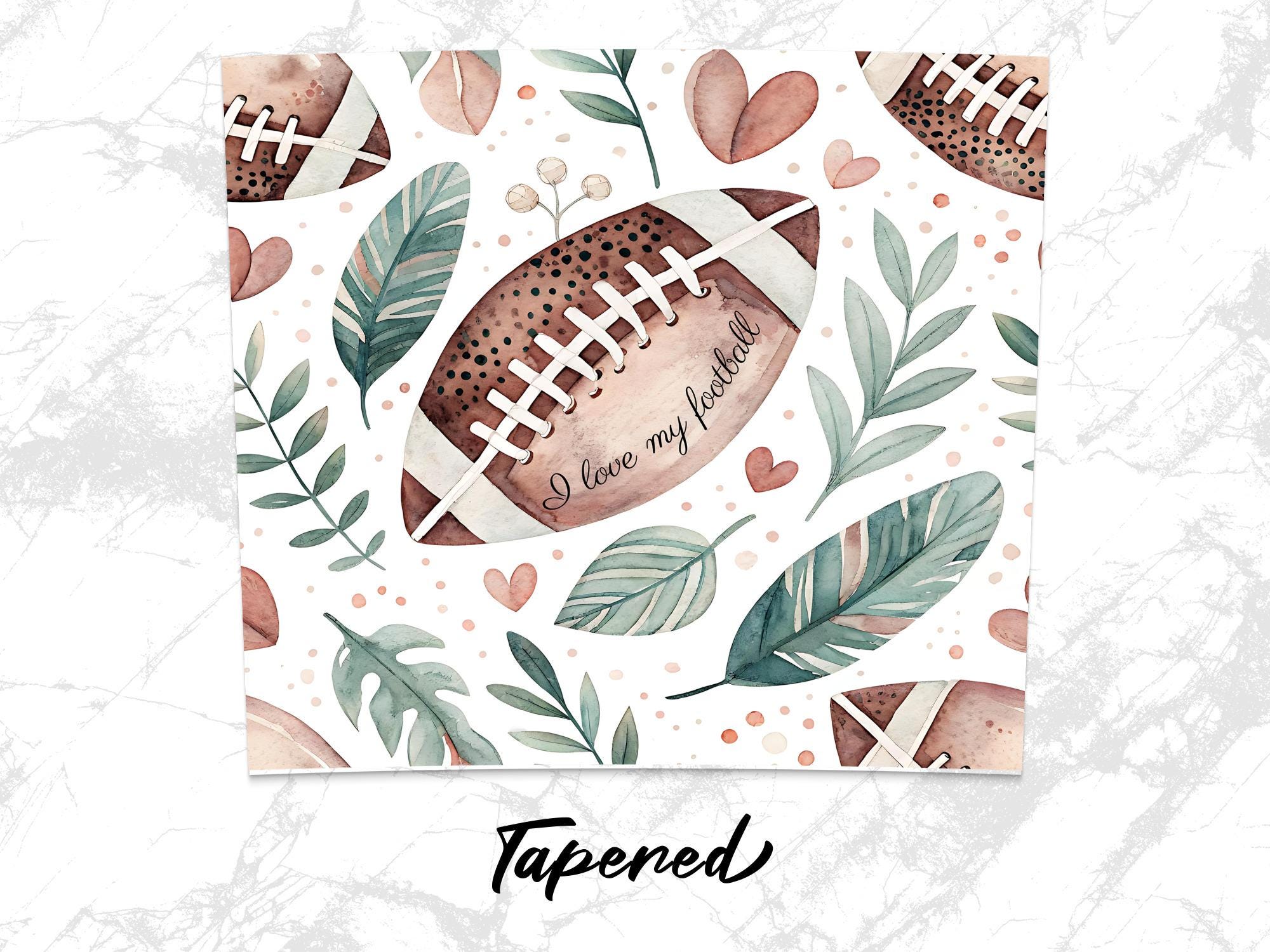 Floral Football Tumbler Wrap PNG - Sports Sublimation Design (Digital Download)
