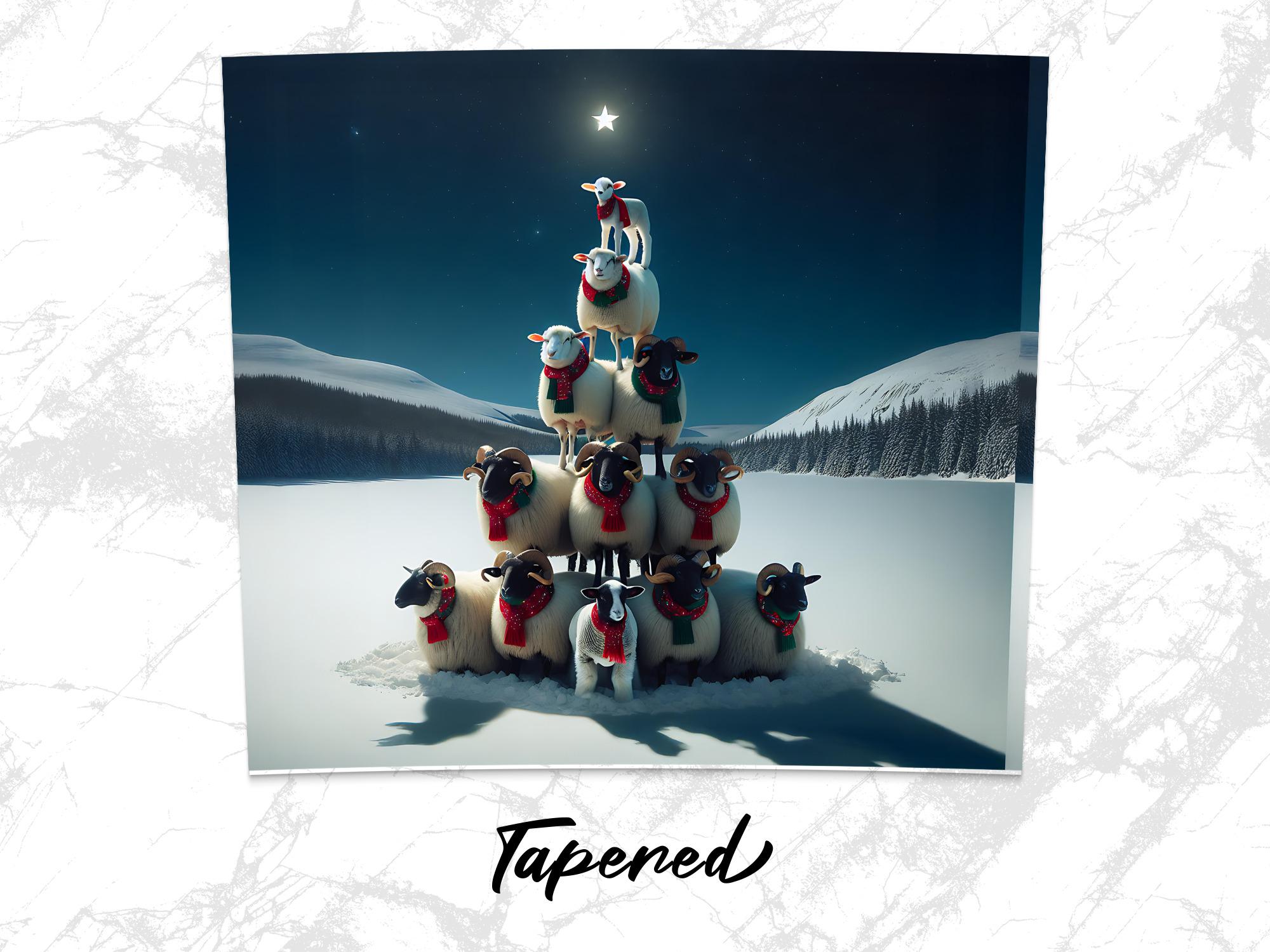 Christmas Sheep Tumbler Wrap: Holiday Lamb Pyramid PNG (Digital Download)