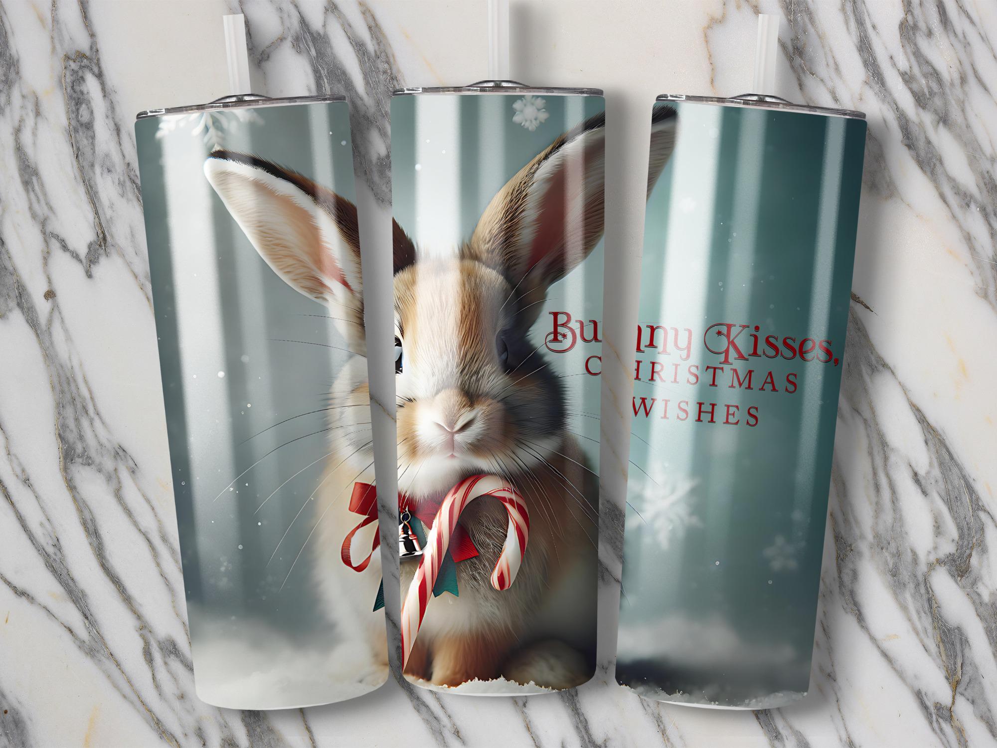Christmas Bunny Tumbler Wrap: Holiday Kisses Design (Digital Download)