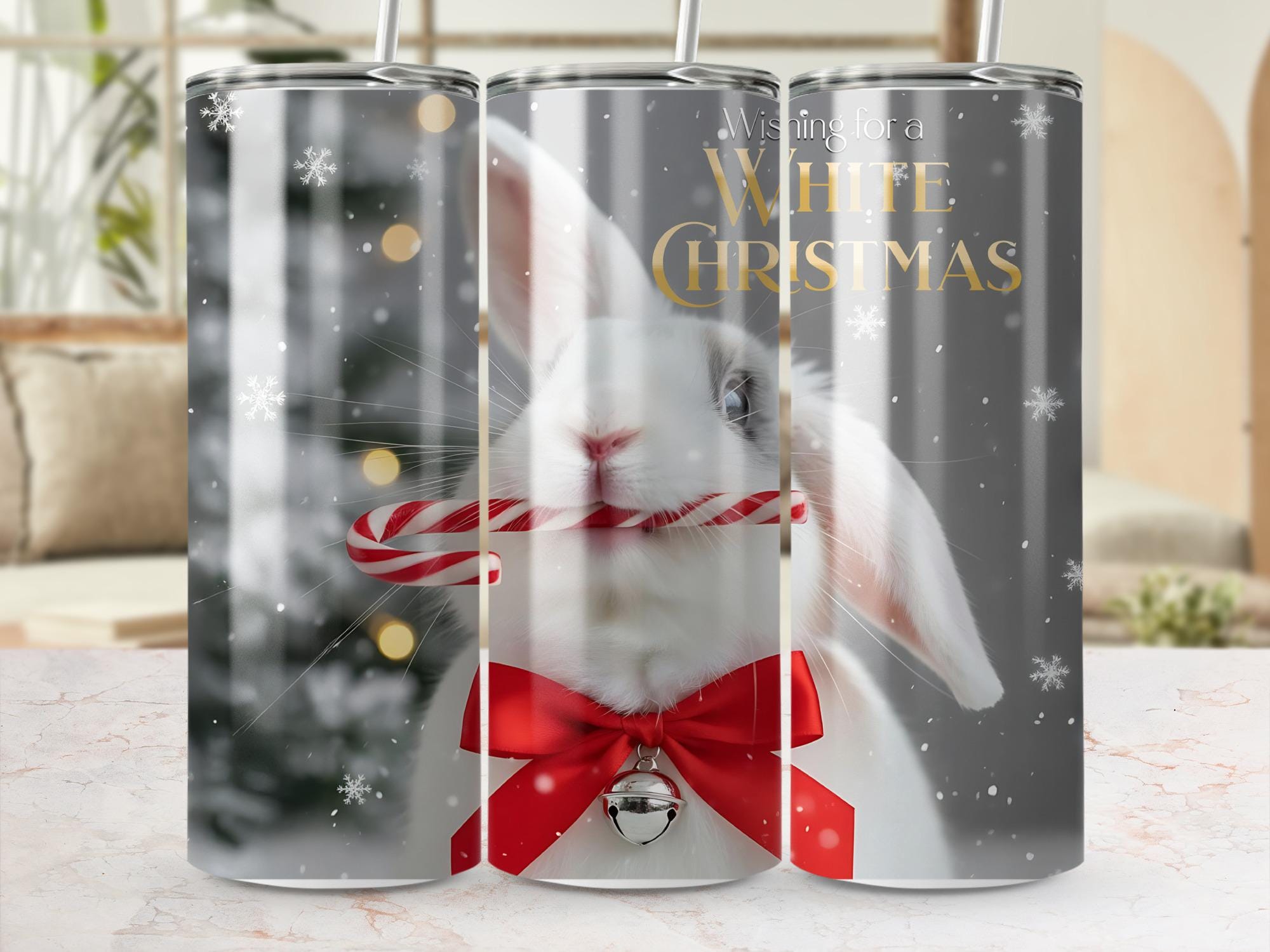 Christmas Bunny Tumbler Wrap: Holiday 20oz Sublimation Design (Digital Download)