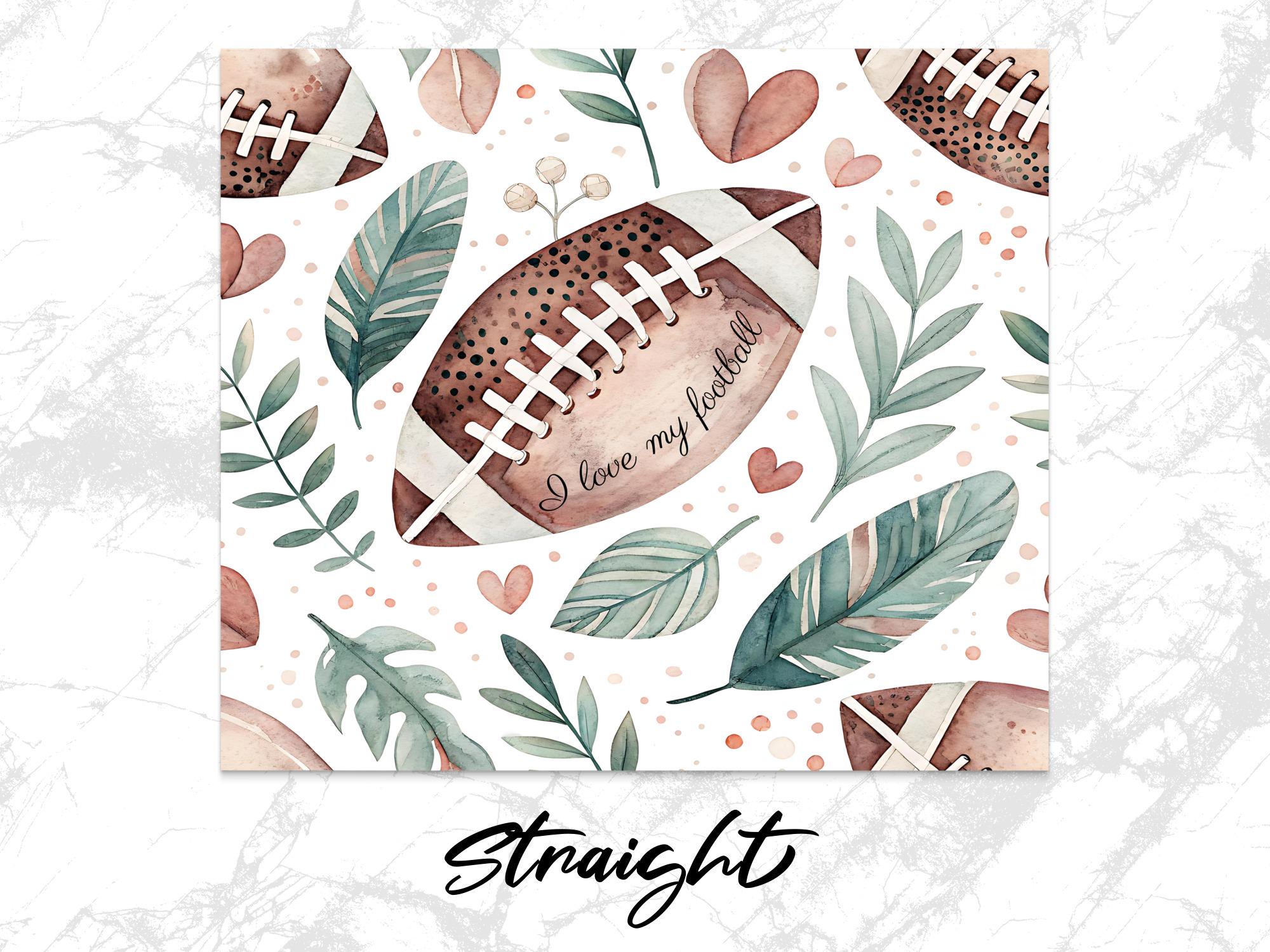 Floral Football Tumbler Wrap PNG - Sports Sublimation Design (Digital Download)