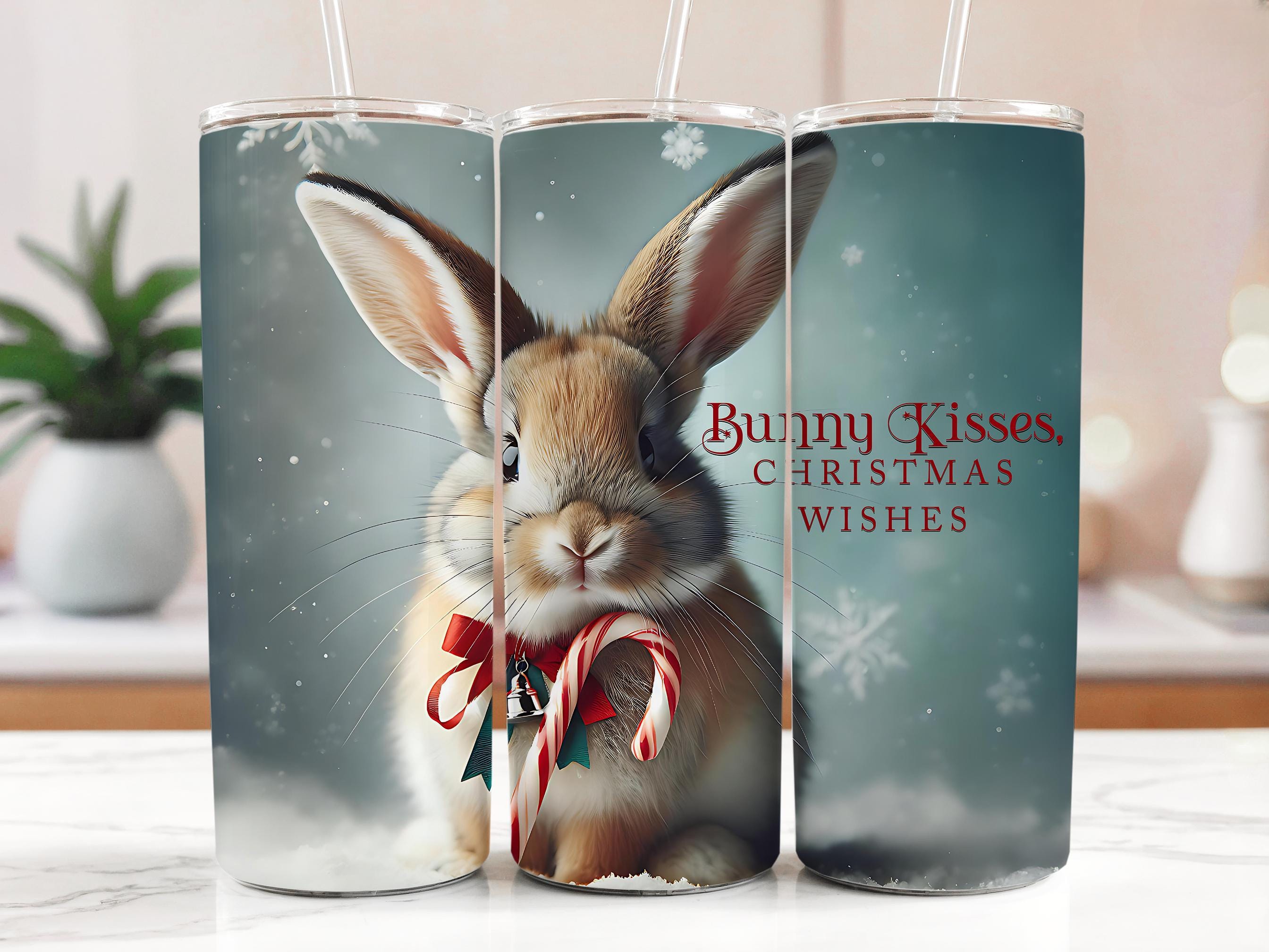 Christmas Bunny Tumbler Wrap: Holiday Kisses Design (Digital Download)