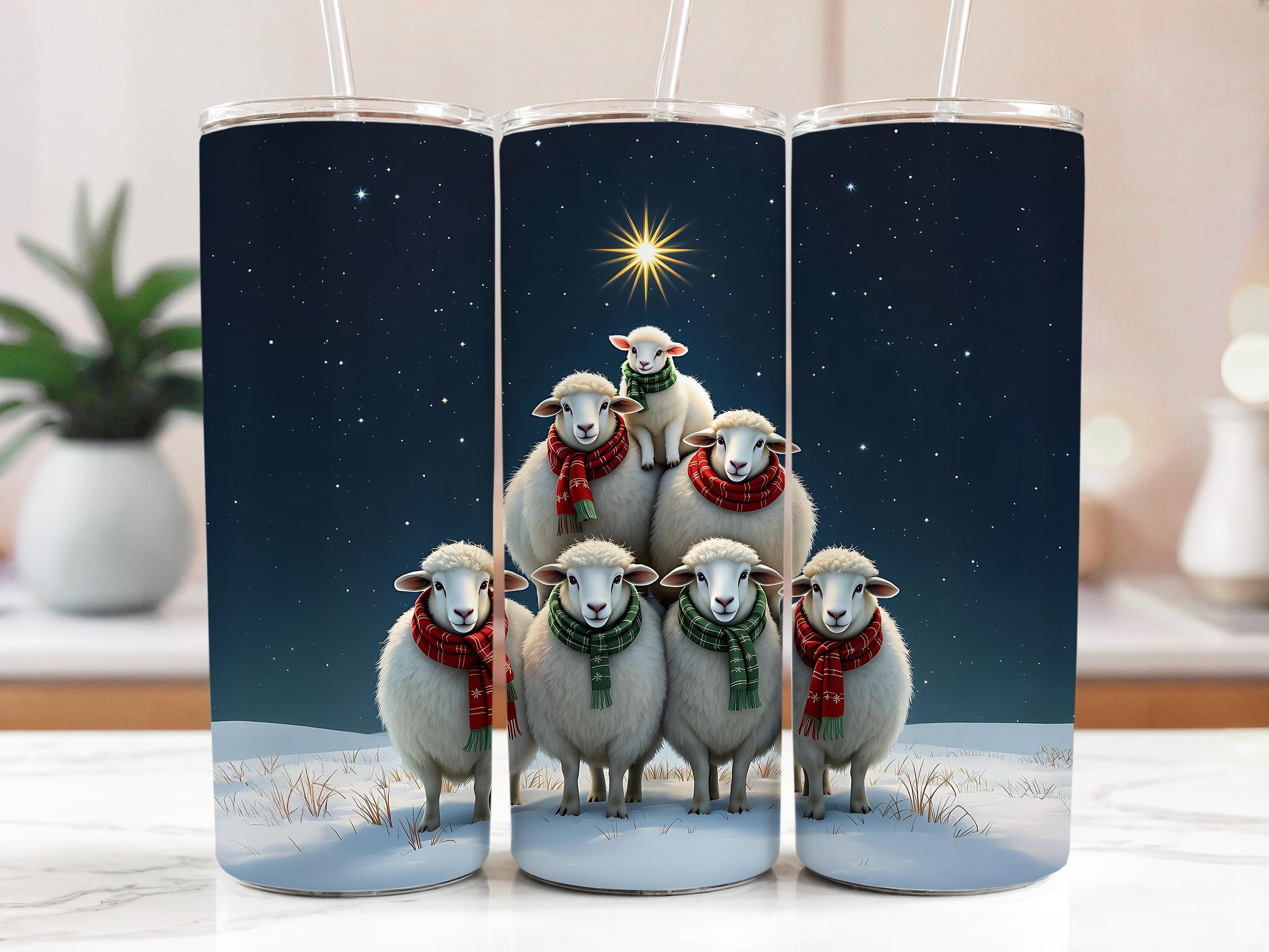Christmas Sheep Tumbler Wrap: Holiday Sublimation Design (Digital Download)