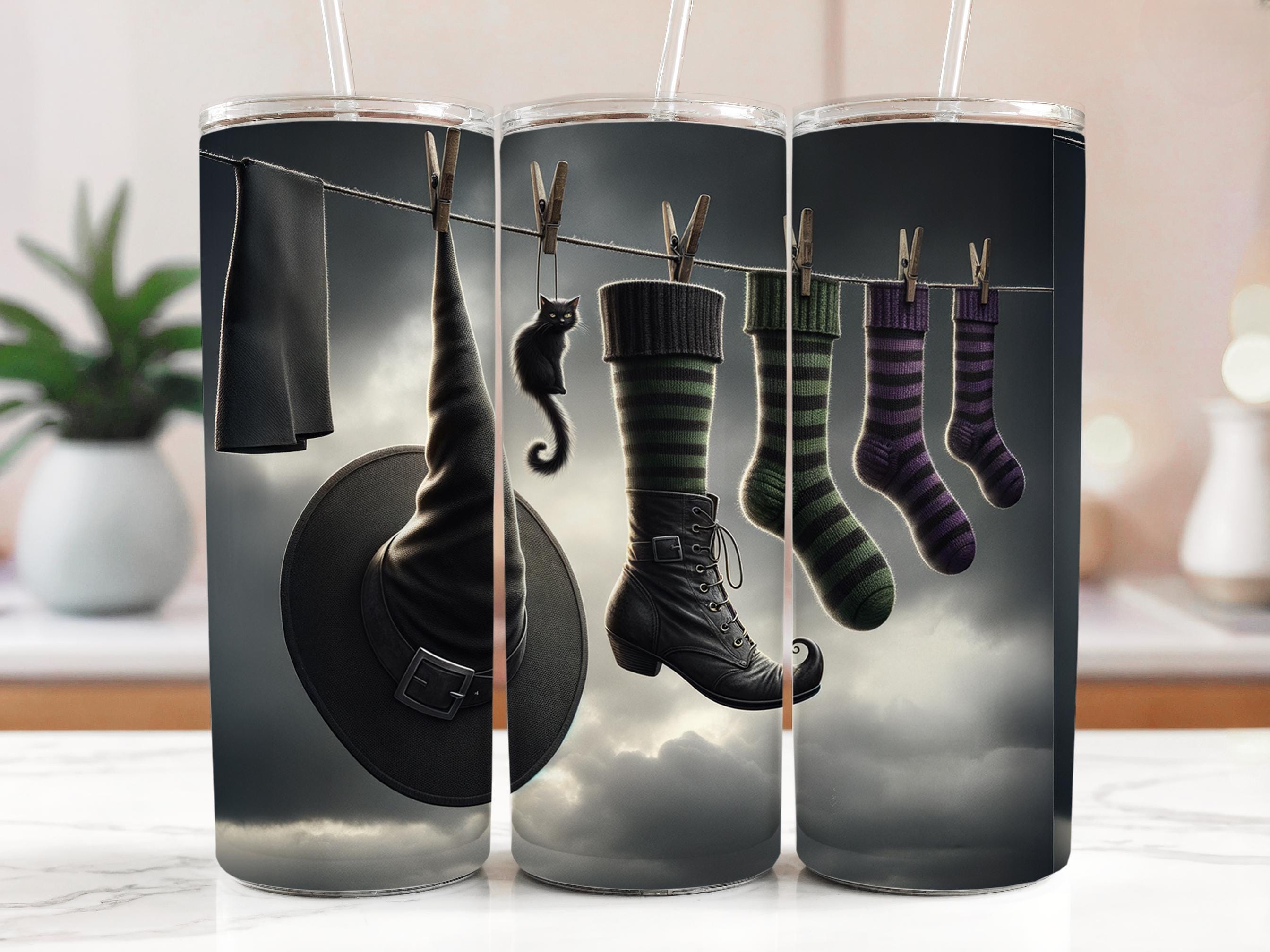 Witchy Laundry 20oz Tumbler Wrap: Halloween PNG Sublimation Design (Digital Download)