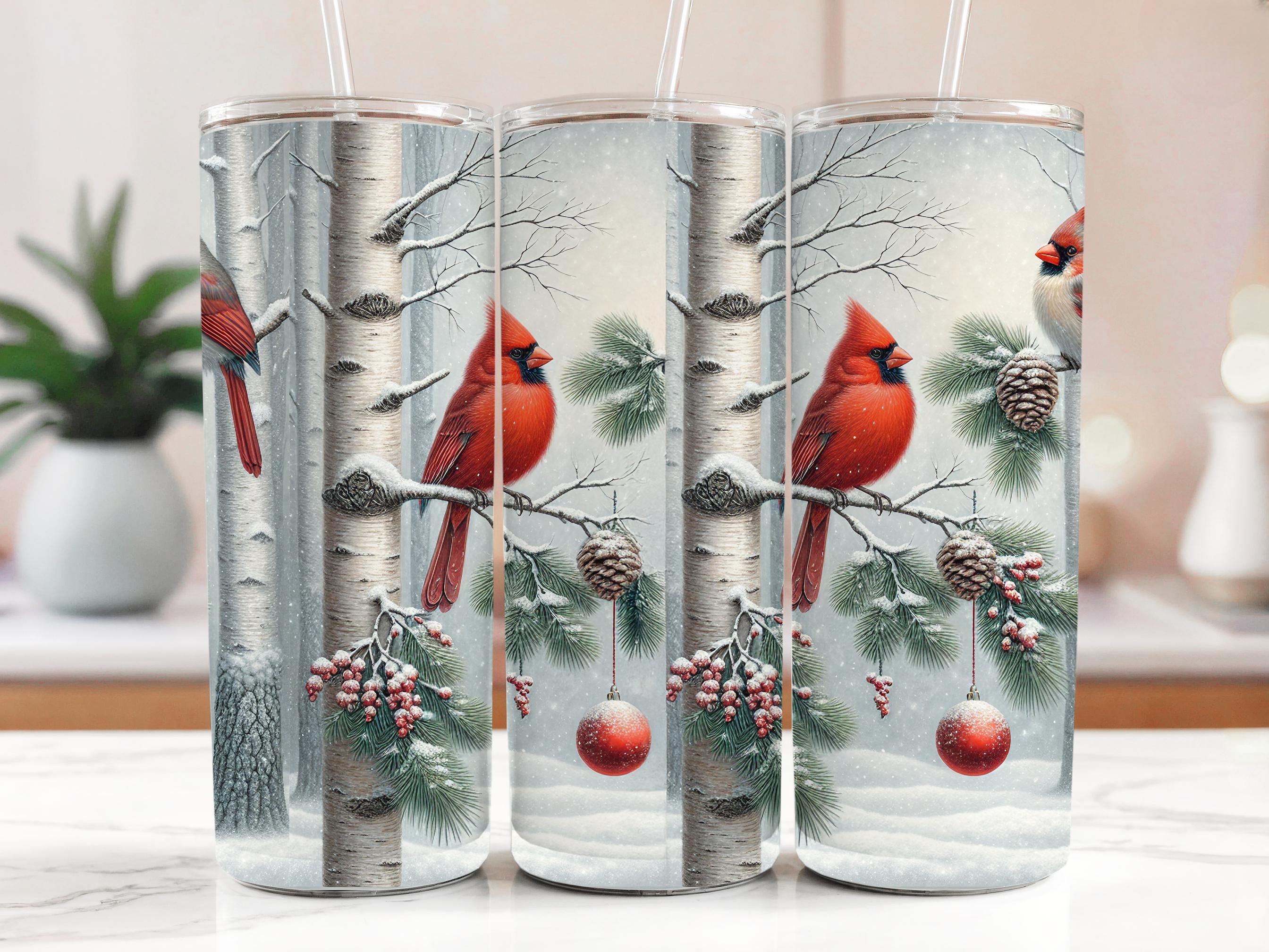 Christmas Cardinal Tumbler Wrap: 20oz Skinny Tumbler Sublimation Design (PNG Digital Download