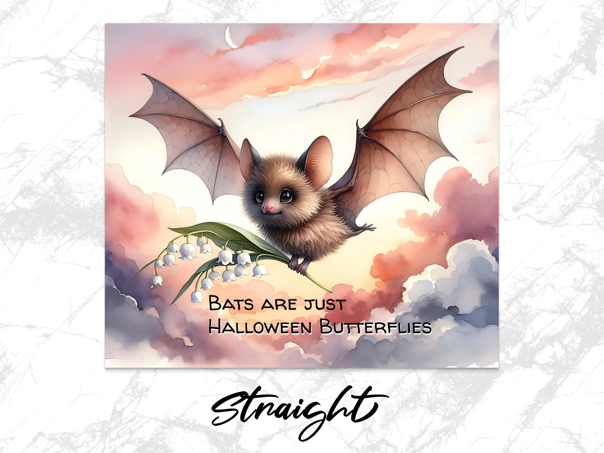 Cute Bat 20oz Tumbler Wrap, Bats are Halloween Butterflies PNG, Flying Bat Sublimation Design, Floral Bat Tumbler, Digital Download