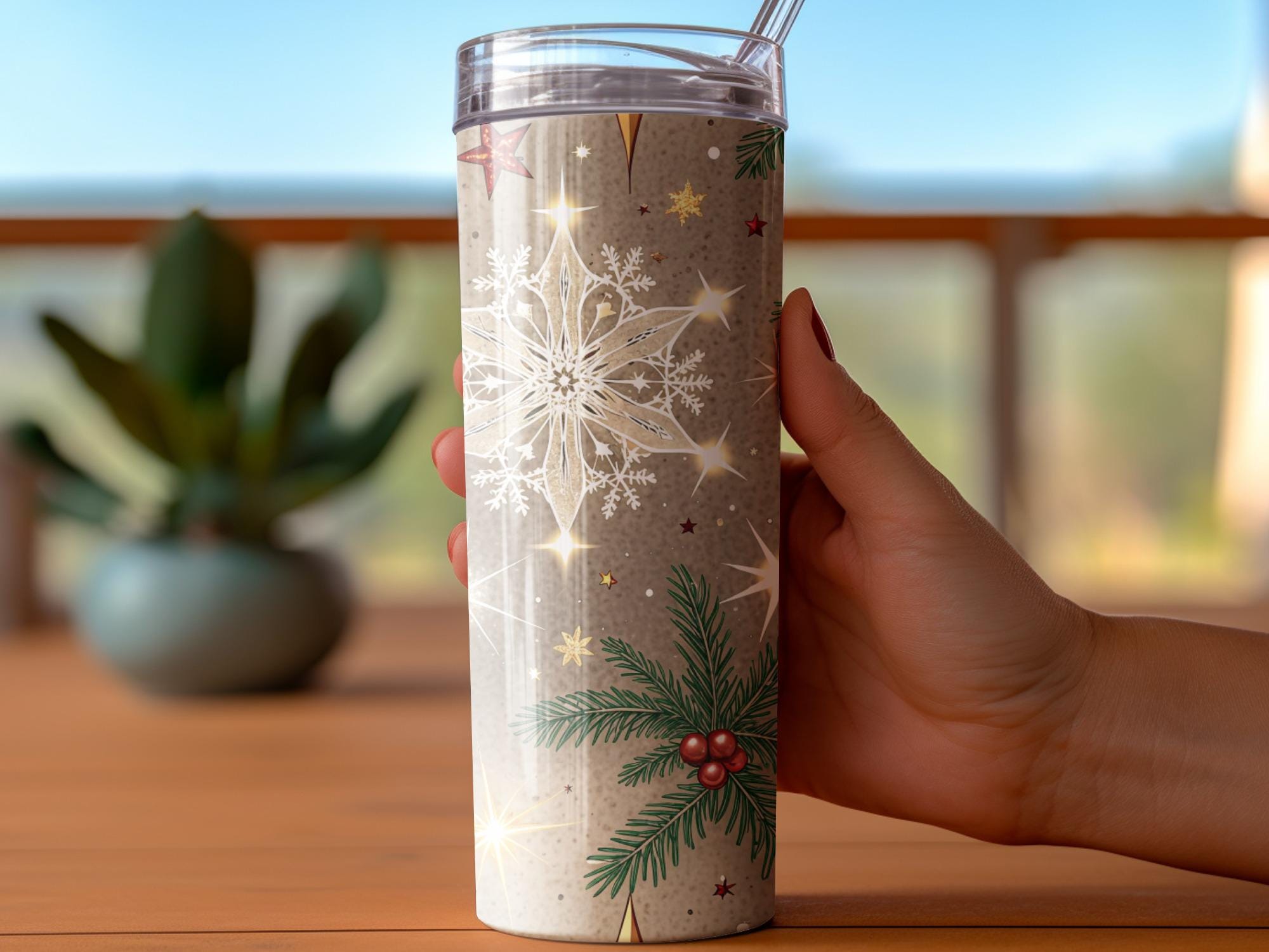 Christmas Ornament Tumbler Wrap: Festive 20oz Skinny Tumbler PNG (Digital Download)
