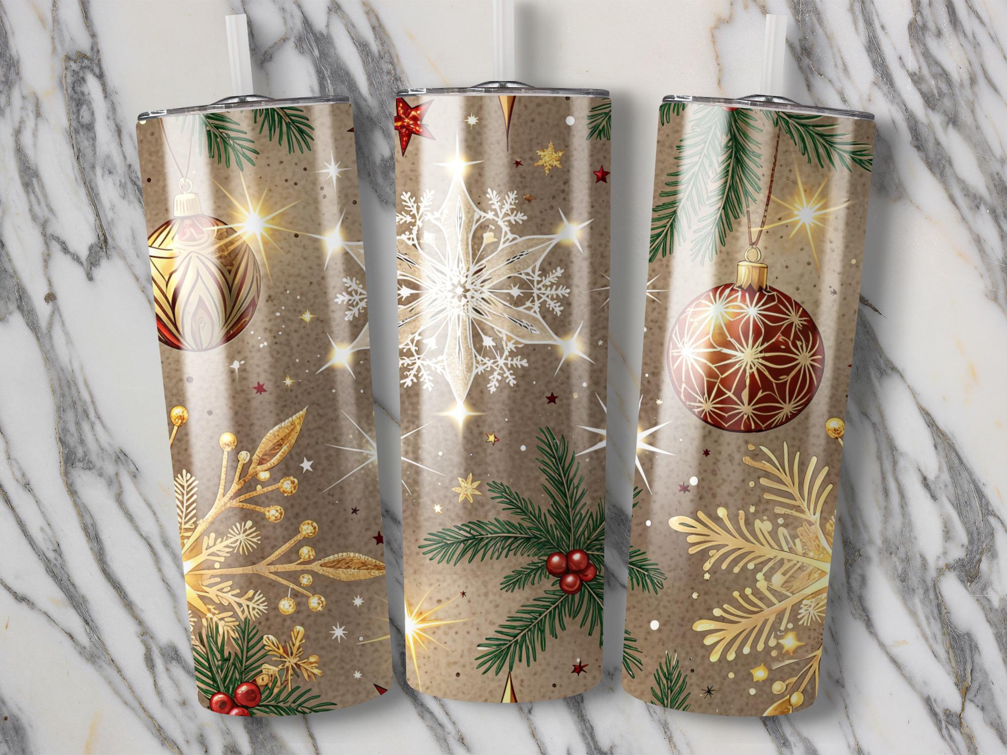 Christmas Ornament Tumbler Wrap: Festive 20oz Skinny Tumbler PNG (Digital Download)