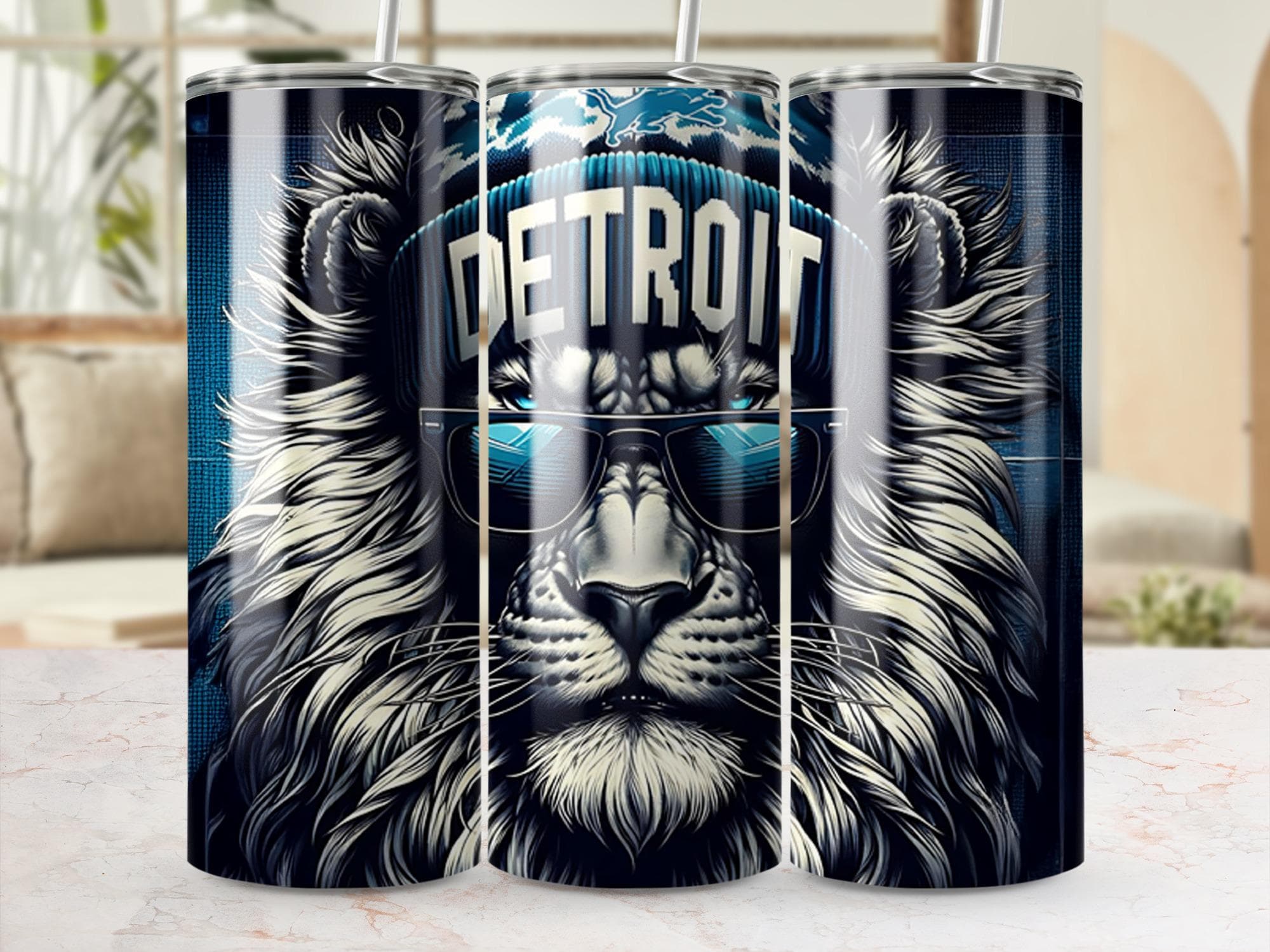 Detroit Lions Tumbler Wrap: Football Lion PNG (Digital Download)