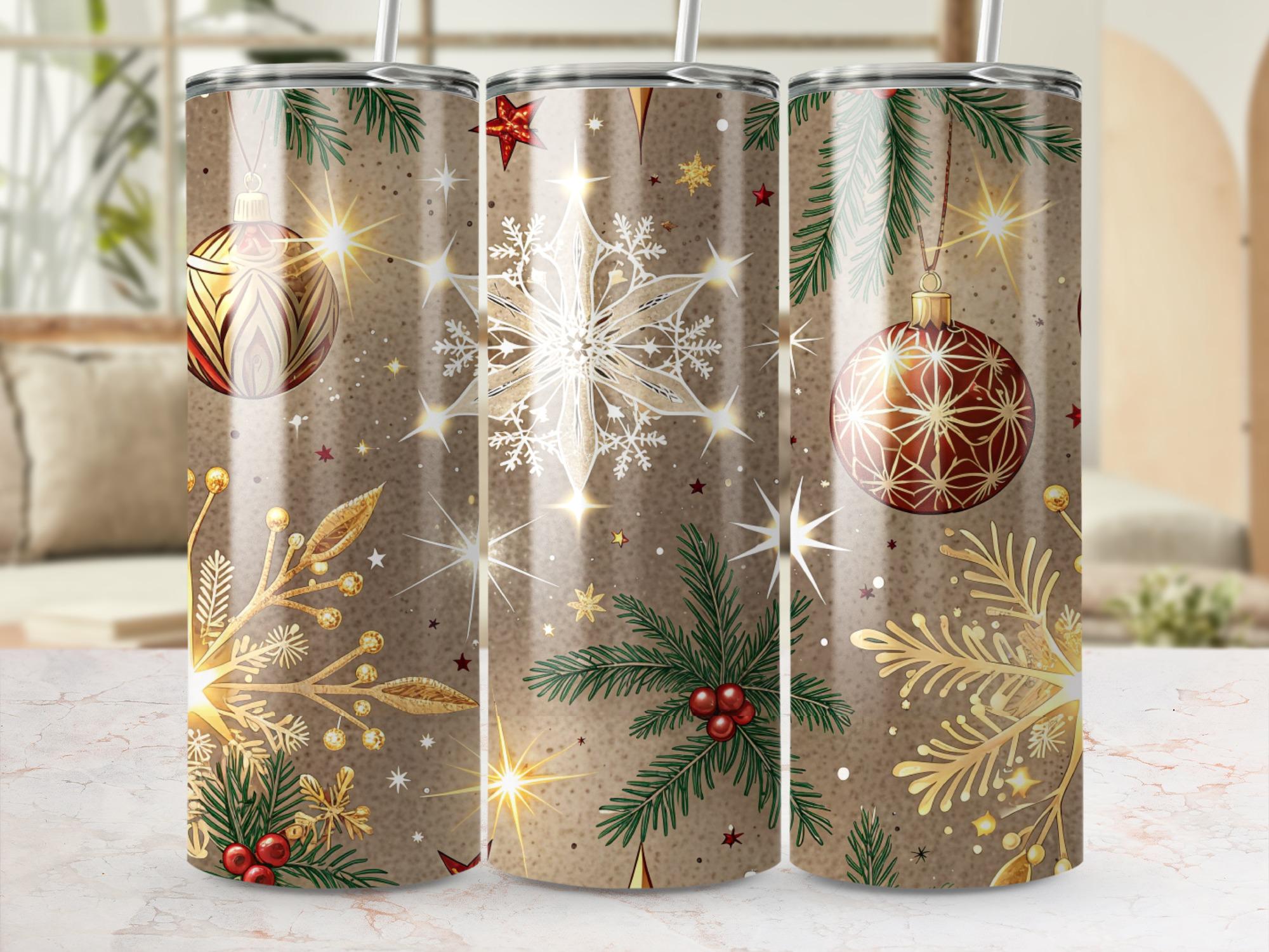 Christmas Ornament Tumbler Wrap: Festive 20oz Skinny Tumbler PNG (Digital Download)