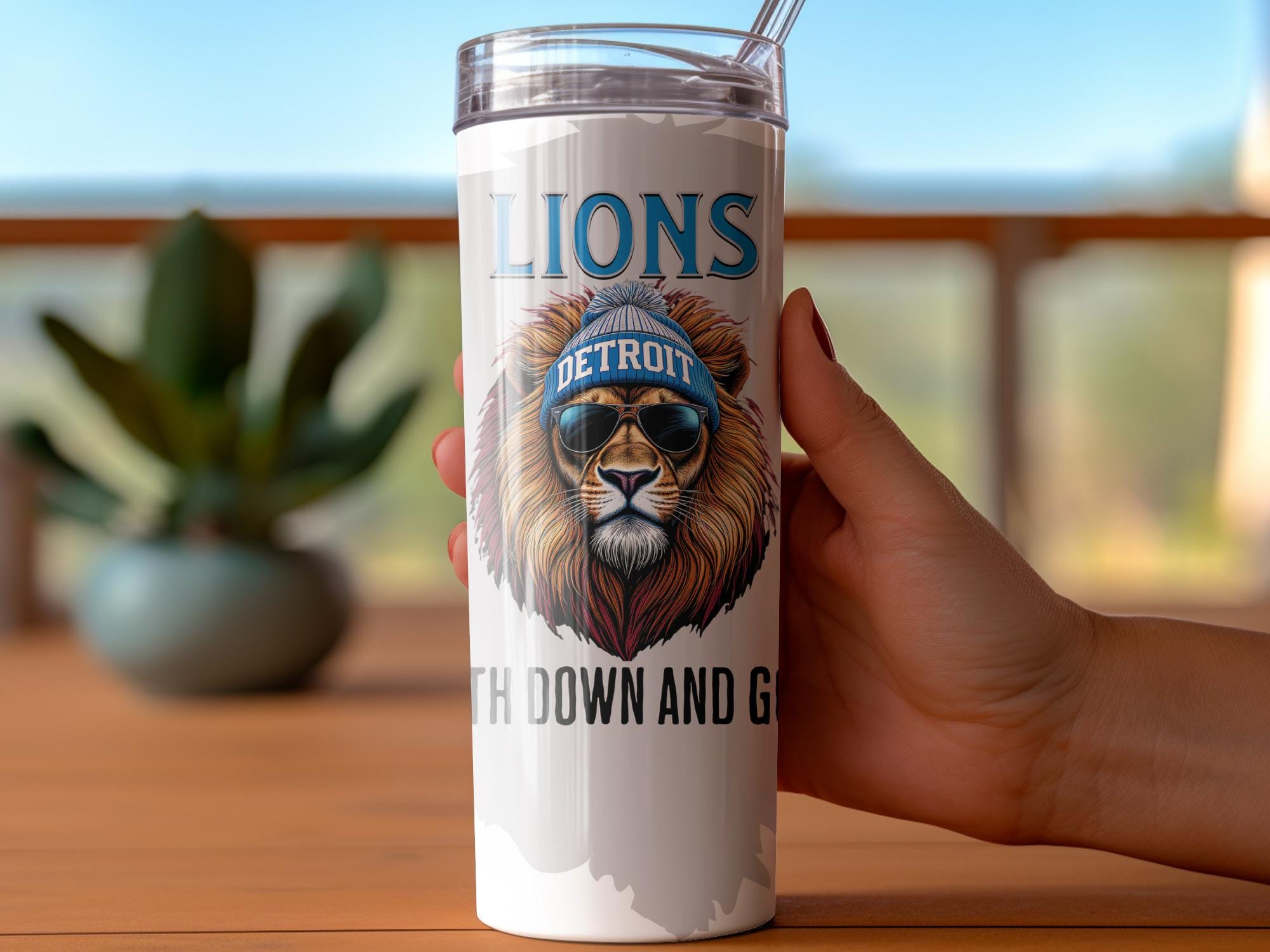 Detroit Lions Tumbler Wrap: Football Lion Sublimation Design (Digital Download)