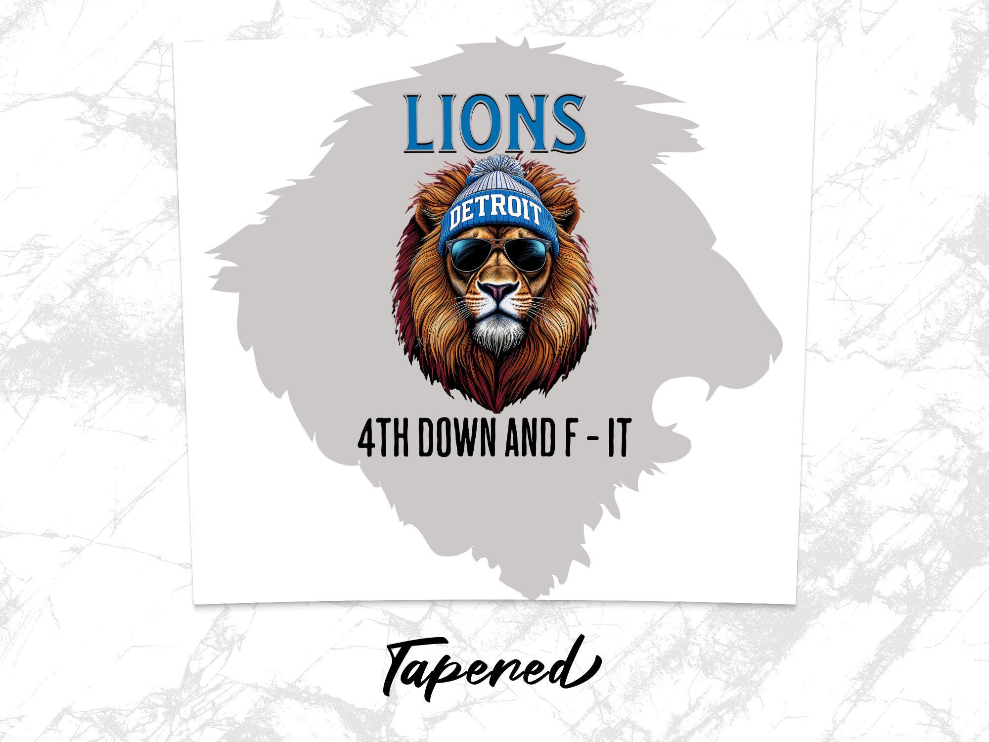 Detroit Lions Tumbler Wrap, 20oz Skinny Tumbler PNG, Cool Lion With Beanie, 4th Down, Sublimation Designs, Digital Download