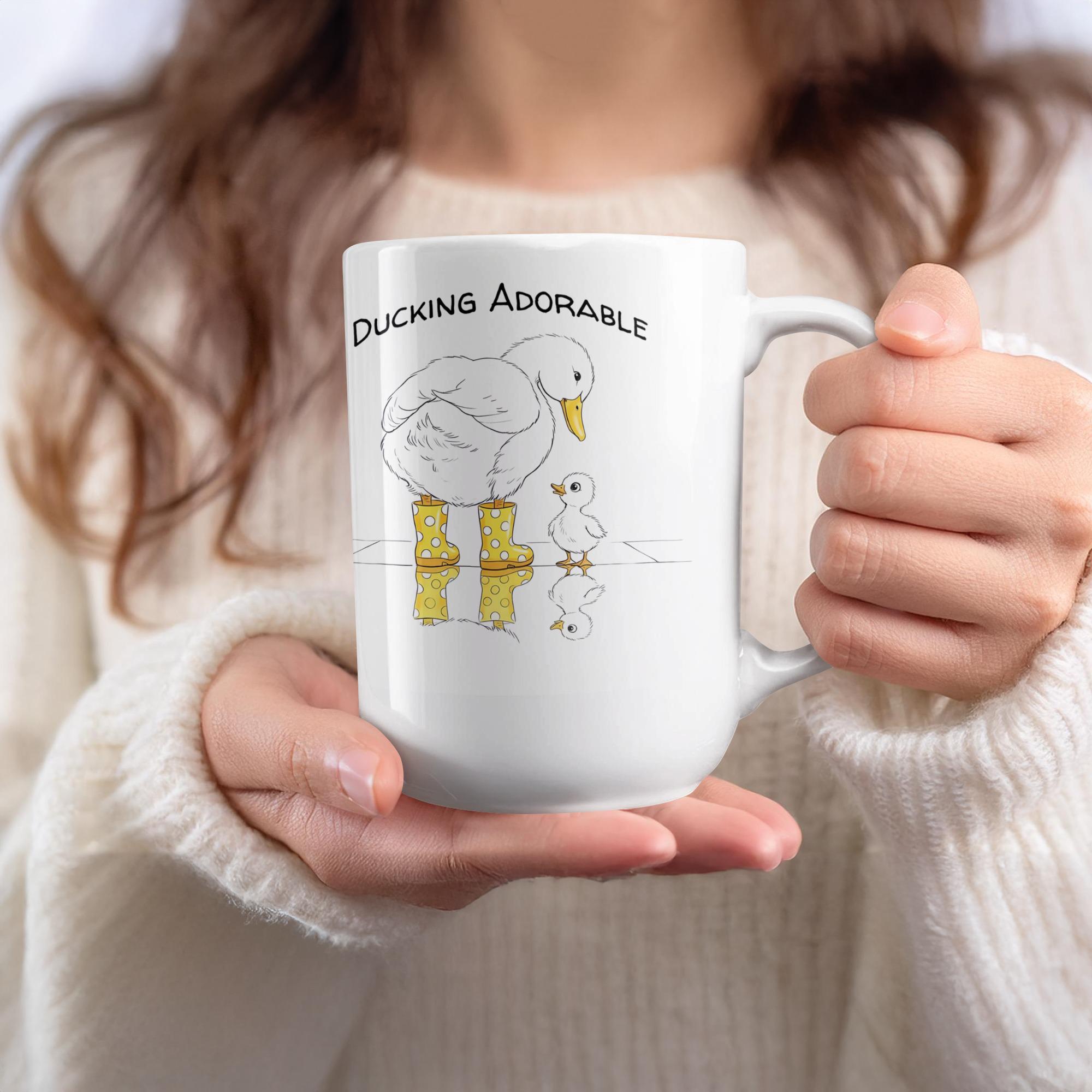 Ducking Adorable Mug: Mama Duck with Boots, Duck Lover Gift