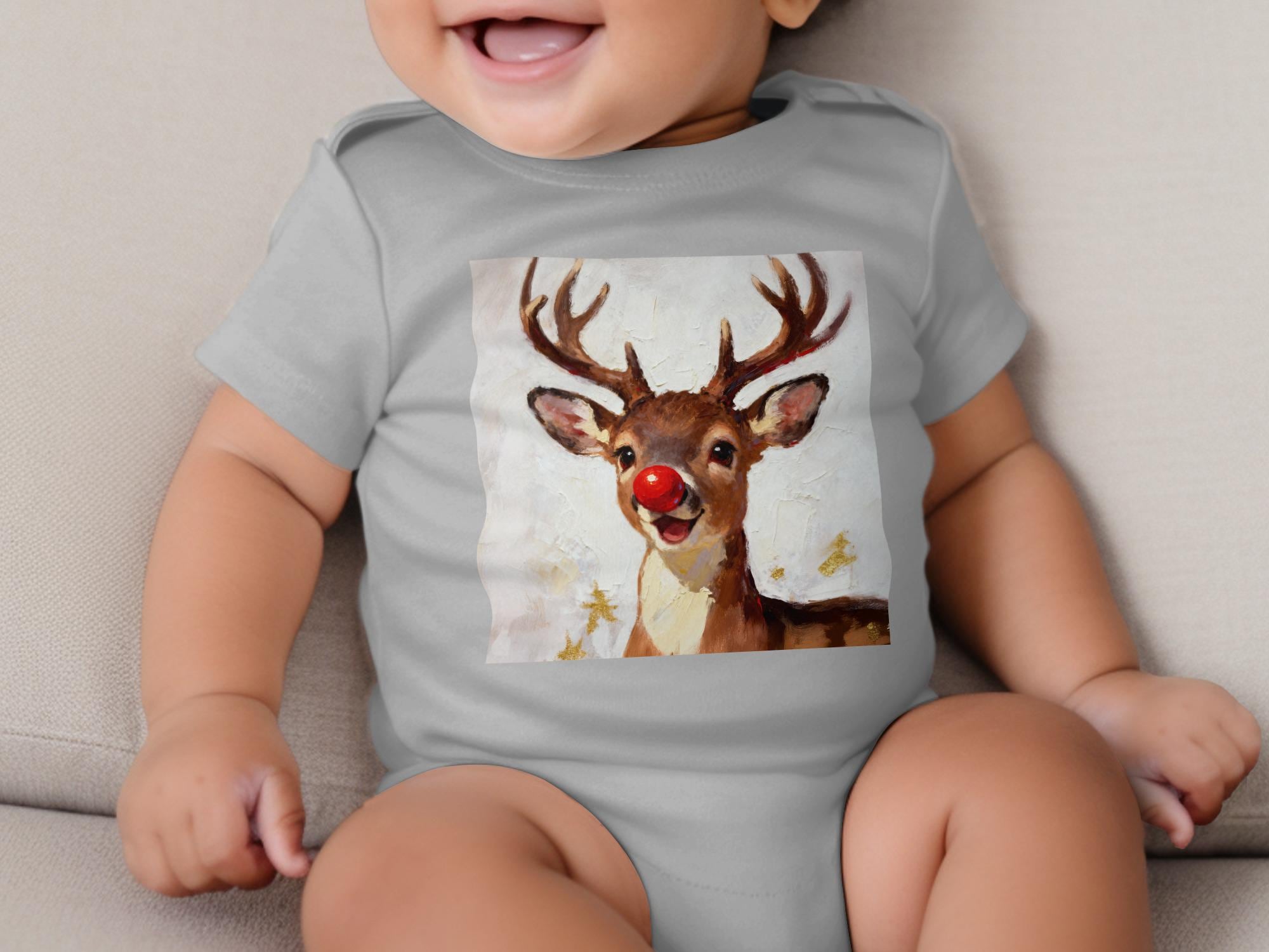 Rudolph Digital Art, Red Nosed Reindeer Print, Cute Christmas Decor, Festive Winter Animal, Holiday Wall Art, Instant Download