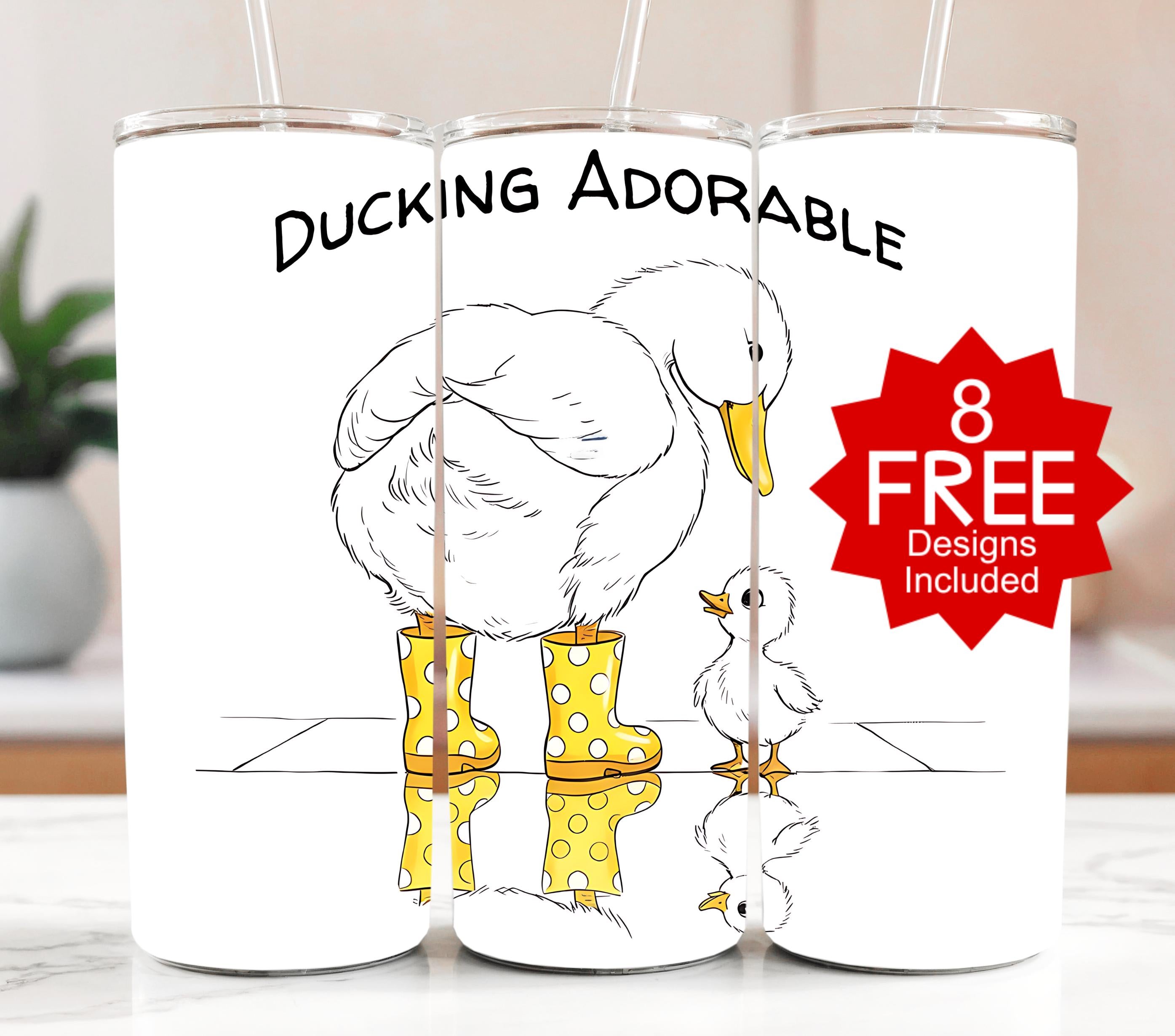 Duck Tumbler Wrap: Mom and Baby Duck in Boots (PNG Digital Download)