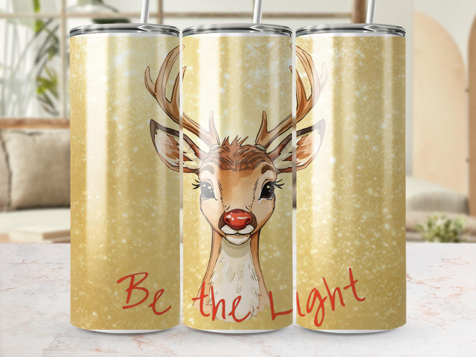 Red Nosed Reindeer Tumbler Wrap: Christmas Sublimation Design (Digital Download)