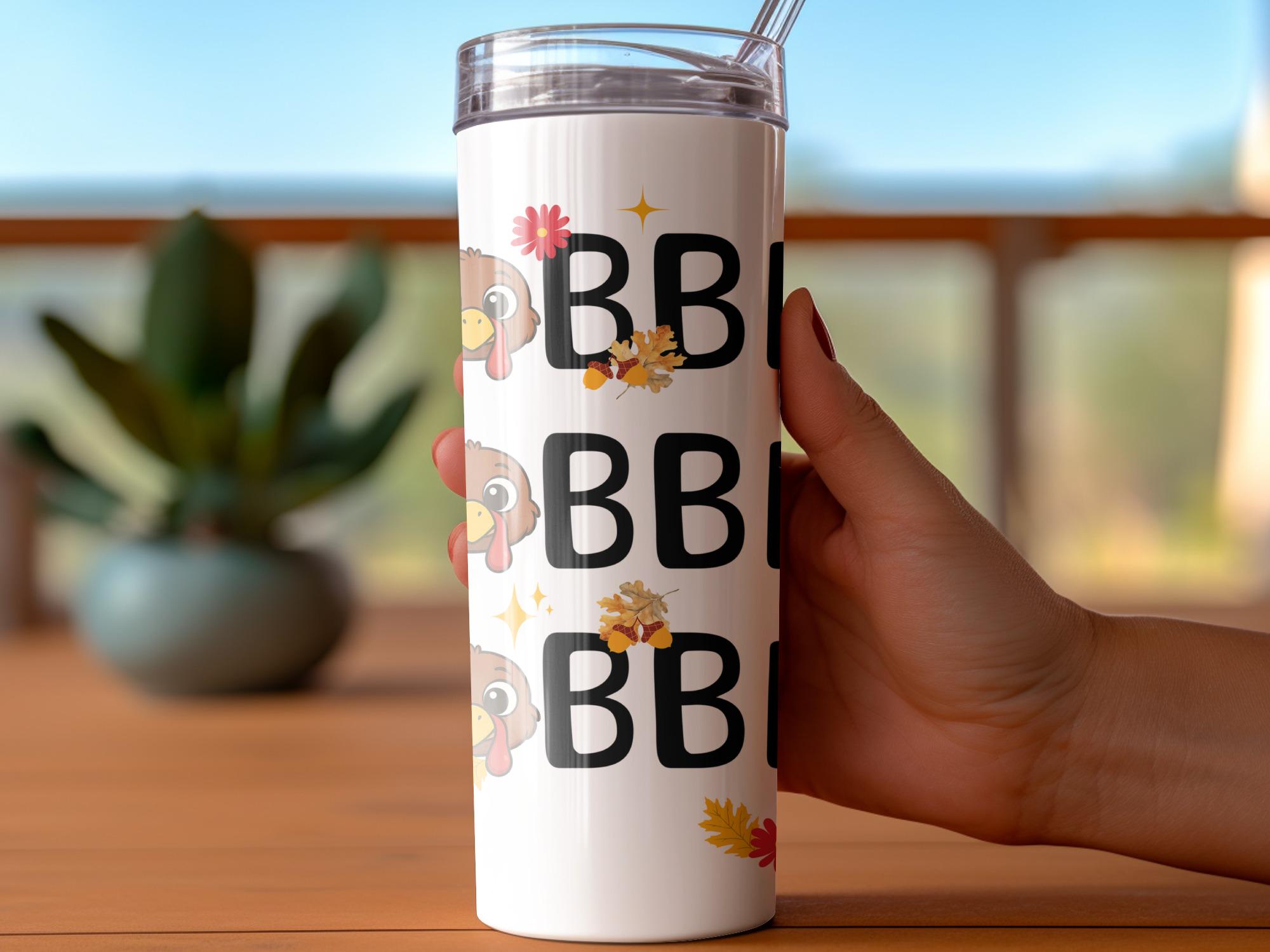 Thanksgiving Tumbler Wrap: Funny Turkey Fall Leaves Design (Digital Download)