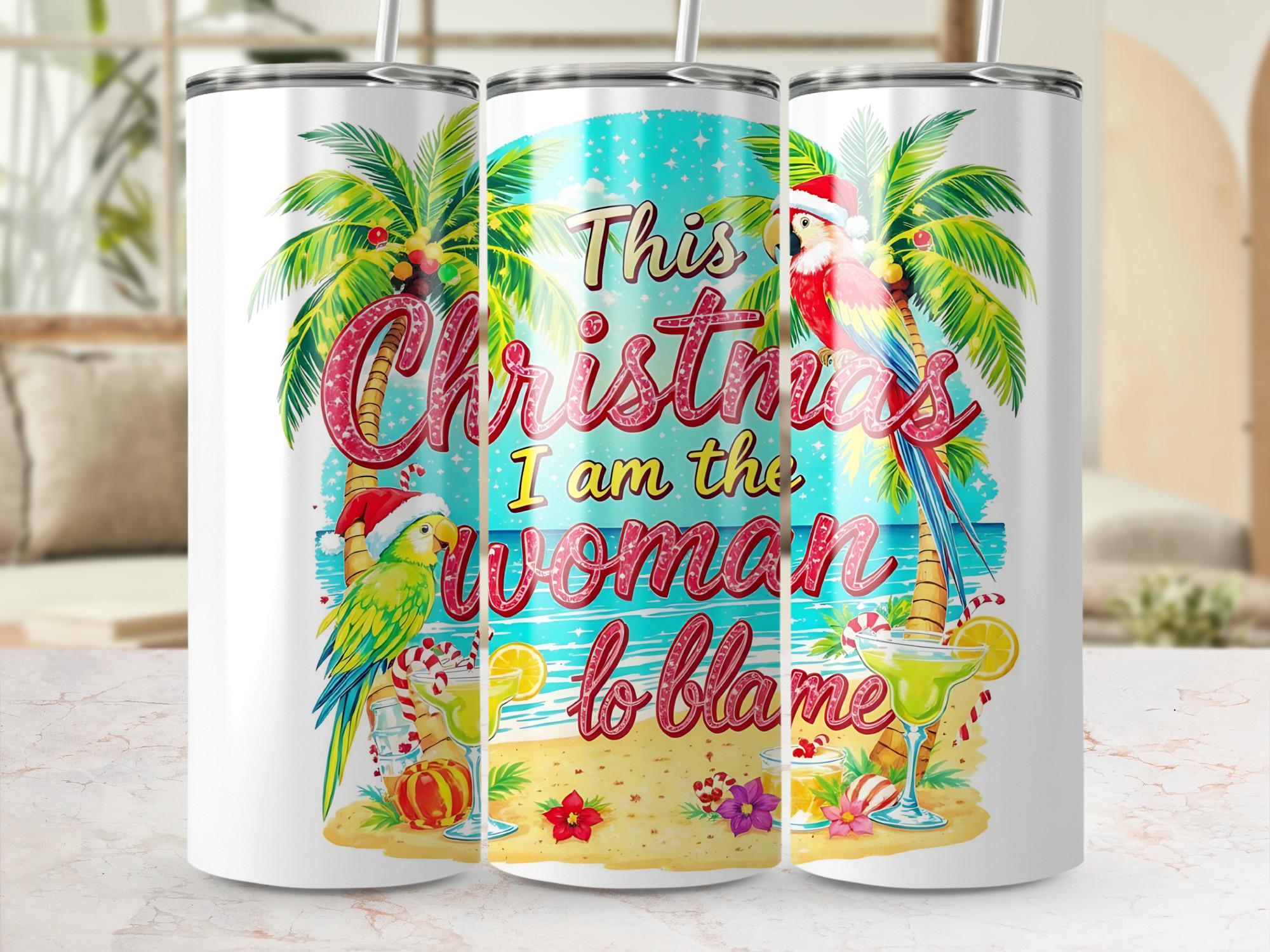 Tropical Christmas Tumbler Wrap: Parrot Santa Hat (Digital Download)