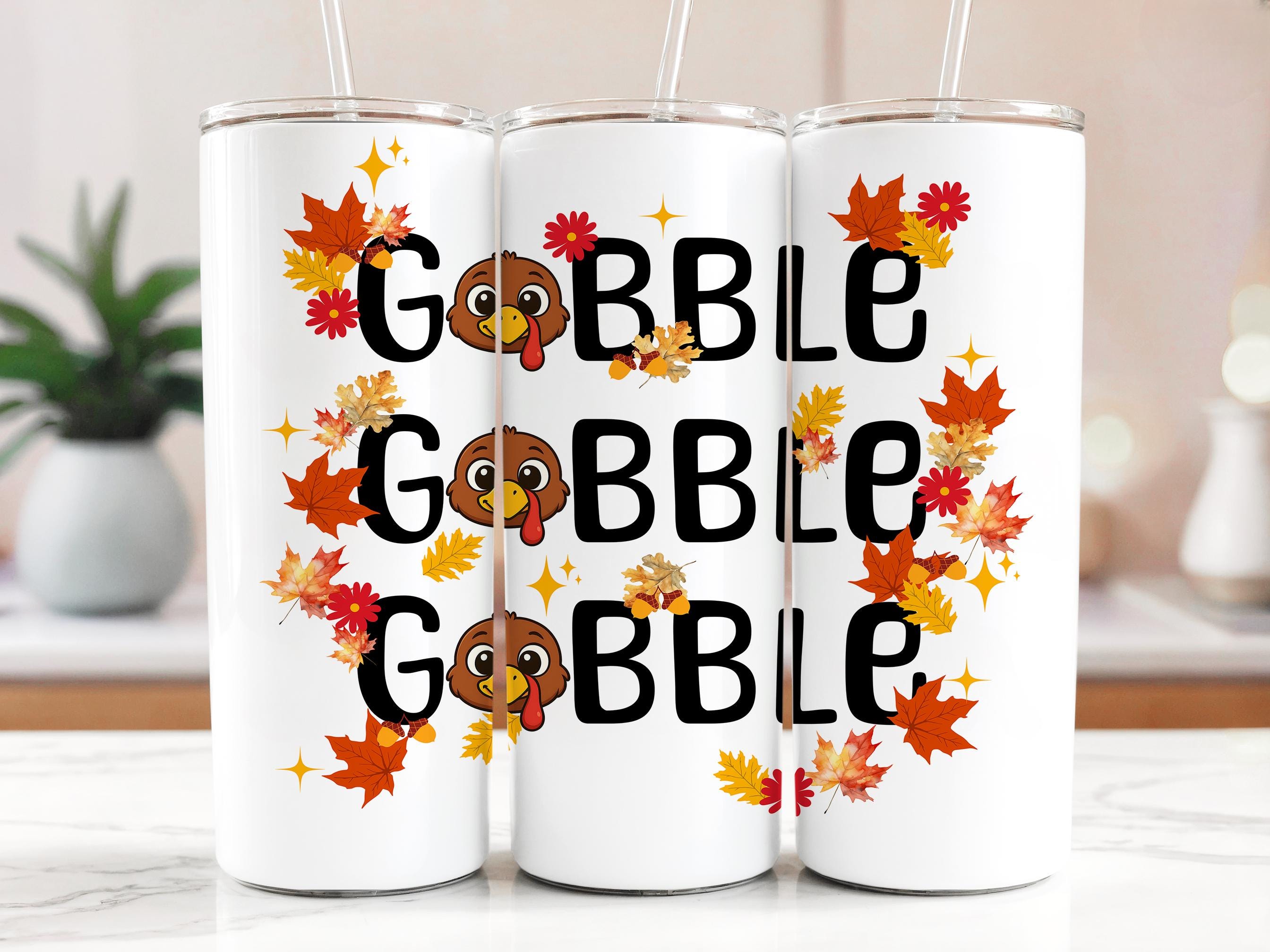 Thanksgiving Tumbler Wrap: Funny Turkey Fall Leaves Design (Digital Download)