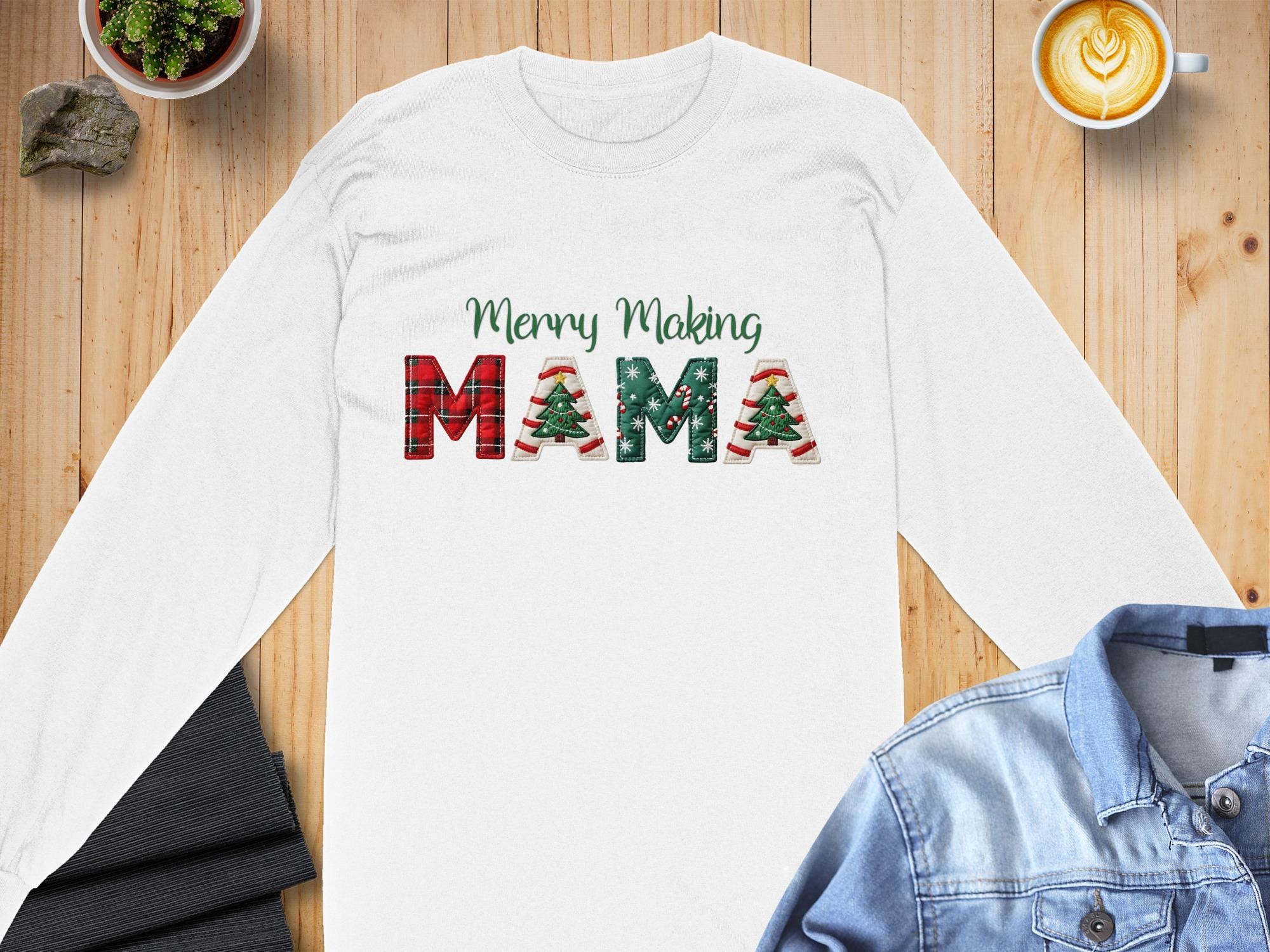 Merry Making Mama Long Sleeve T-Shirts, Christmas Mama Shirt, Holiday Shirts, Festive Mama, Christmas Gift, Holiday Apparel
