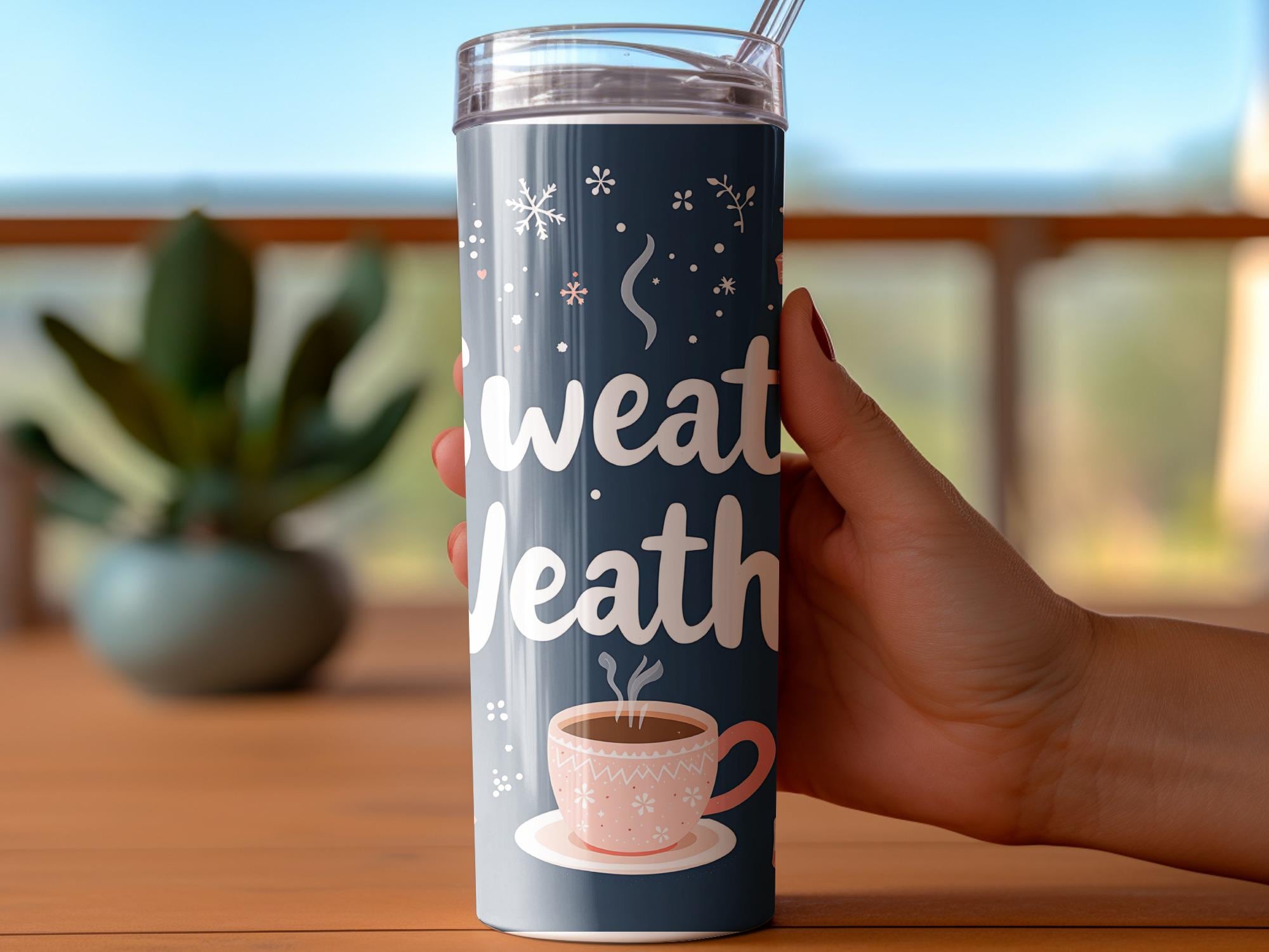 Sweata Weatha Tumbler Wrap: Cocoa & Snowflake Design (Digital Download)