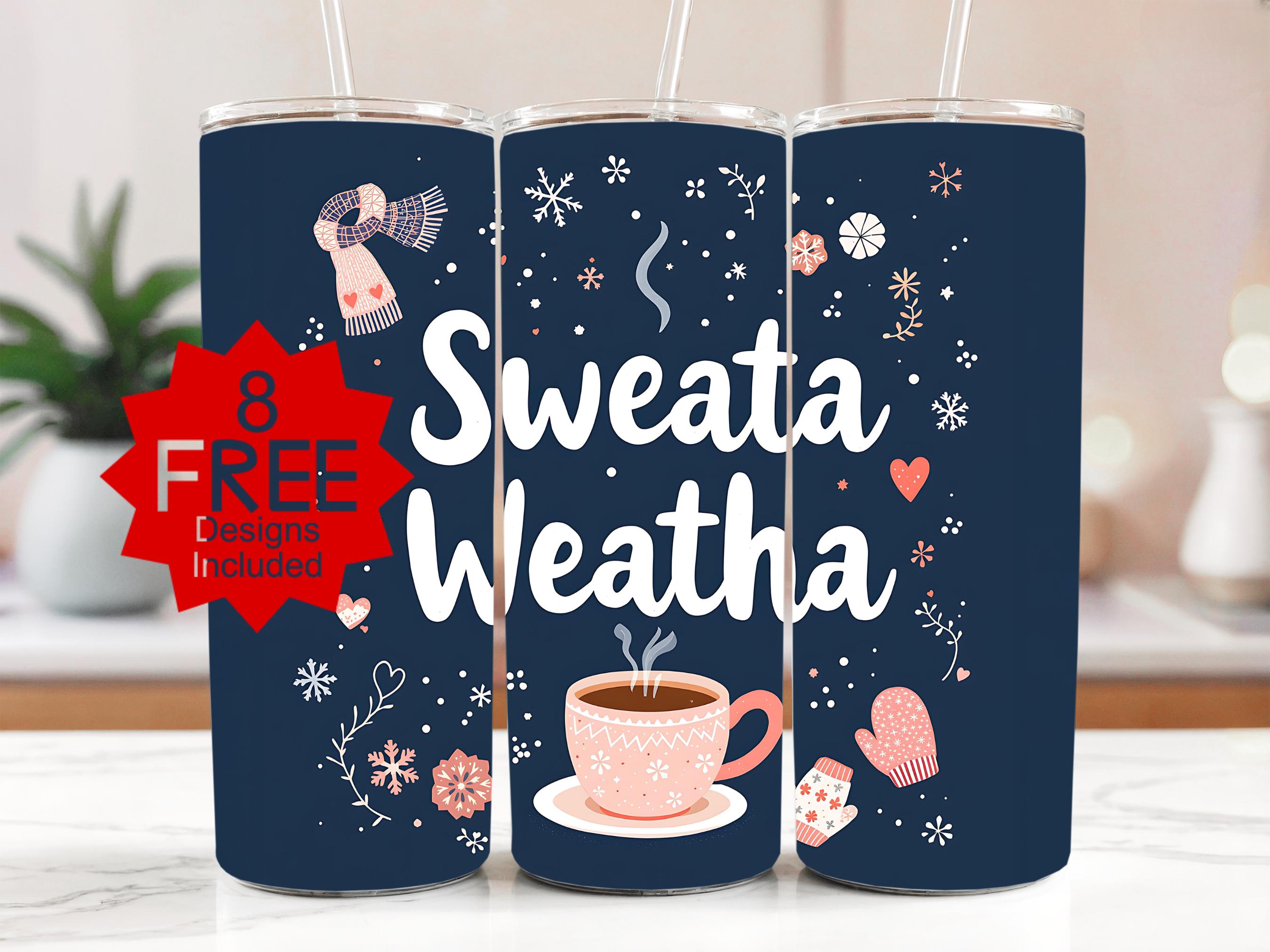 Sweata Weatha Tumbler Wrap: Cocoa & Snowflake Design (Digital Download)