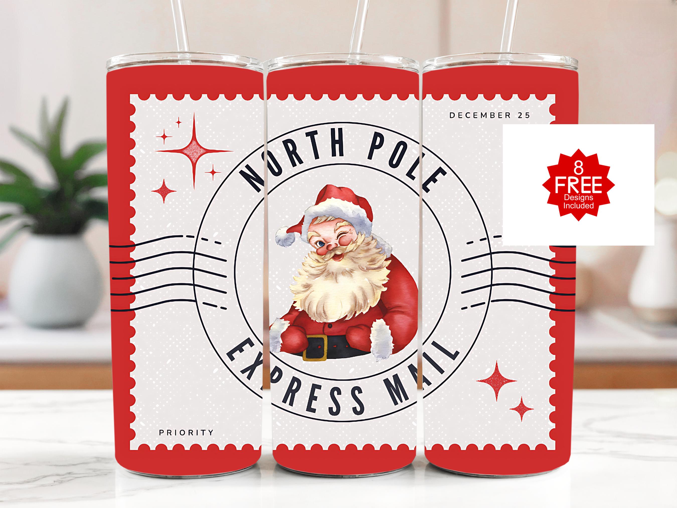North Pole Express Santa Tumbler Wrap: 20oz Skinny Tumbler (Digital Download)