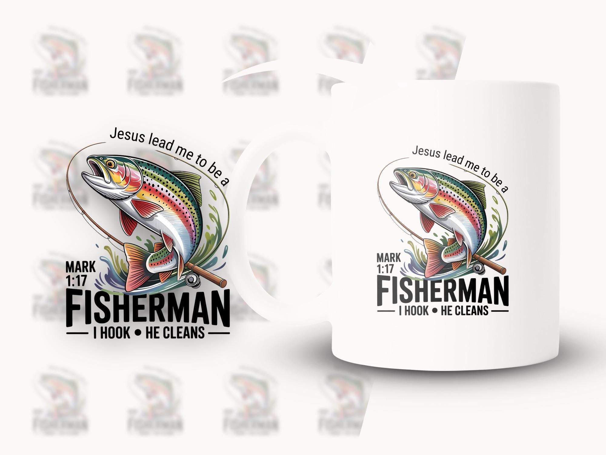 Christian Fishing Design: Jesus Lead Me, Fisherman Art (PNG Digital Download)