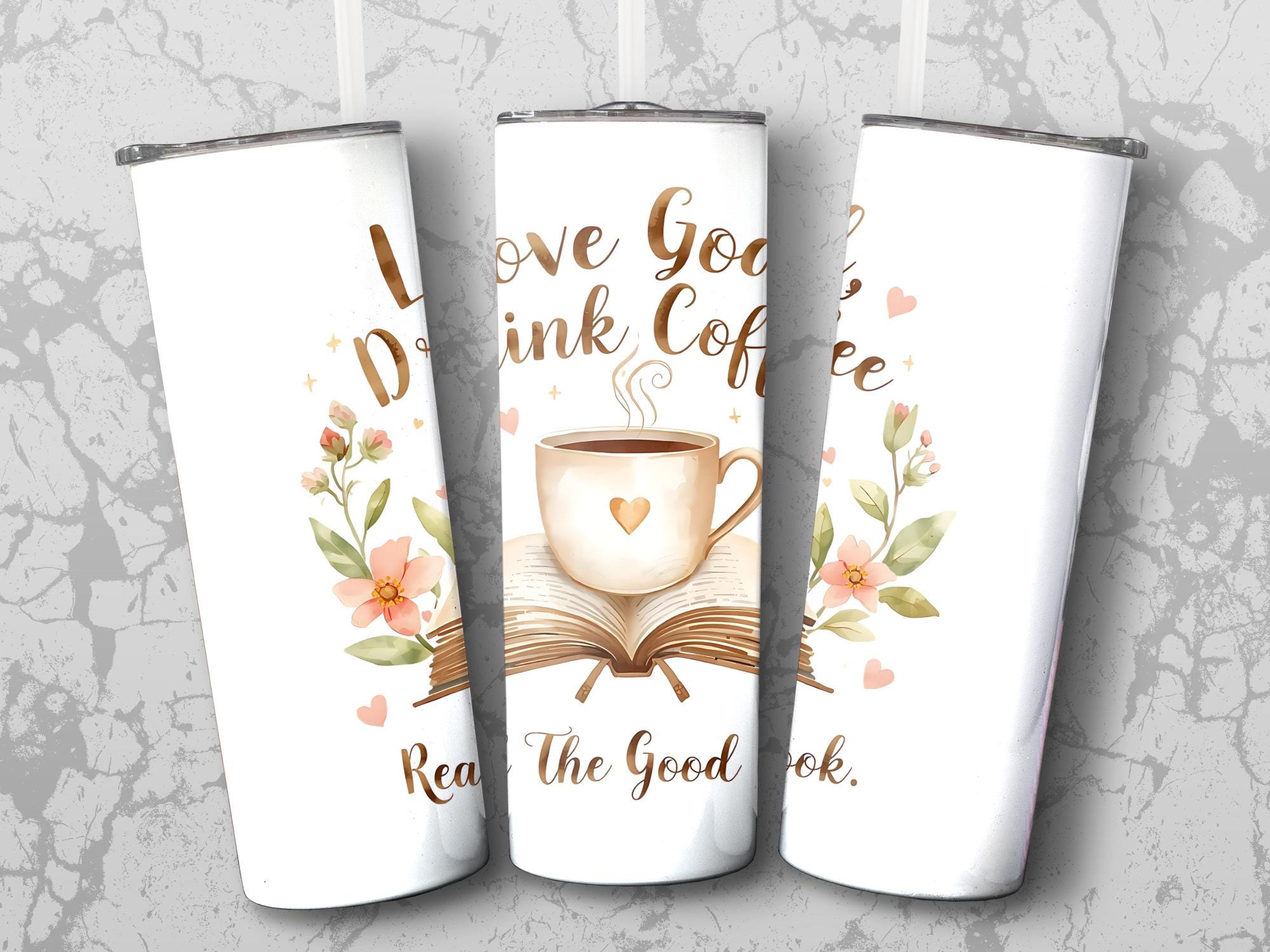 Christian Coffee Lover PNG: Floral Book Sublimation (Digital Download)