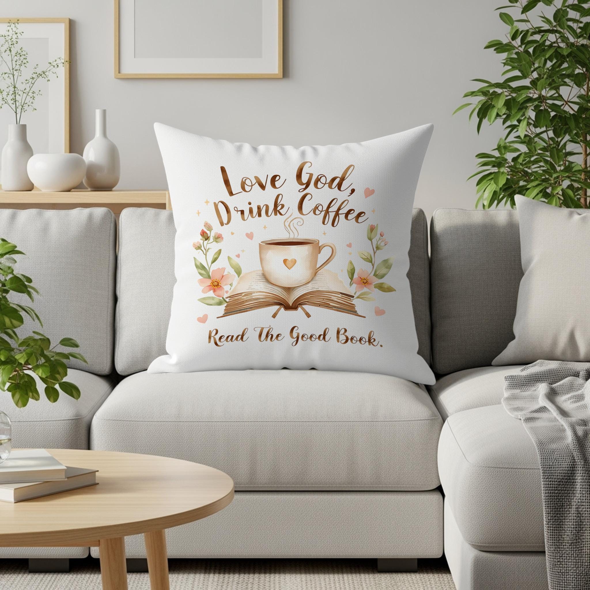 Christian Coffee Lover PNG: Floral Book Sublimation (Digital Download)