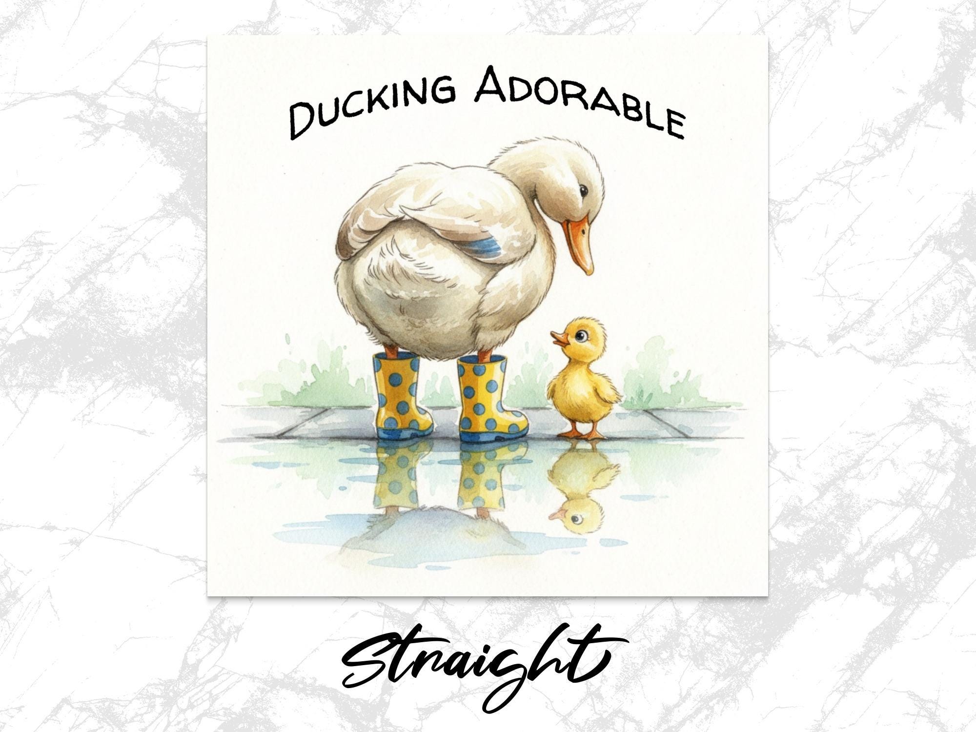 Ducking Adorable Mother Duck & Duckling in Boots PNG (Digital Download)
