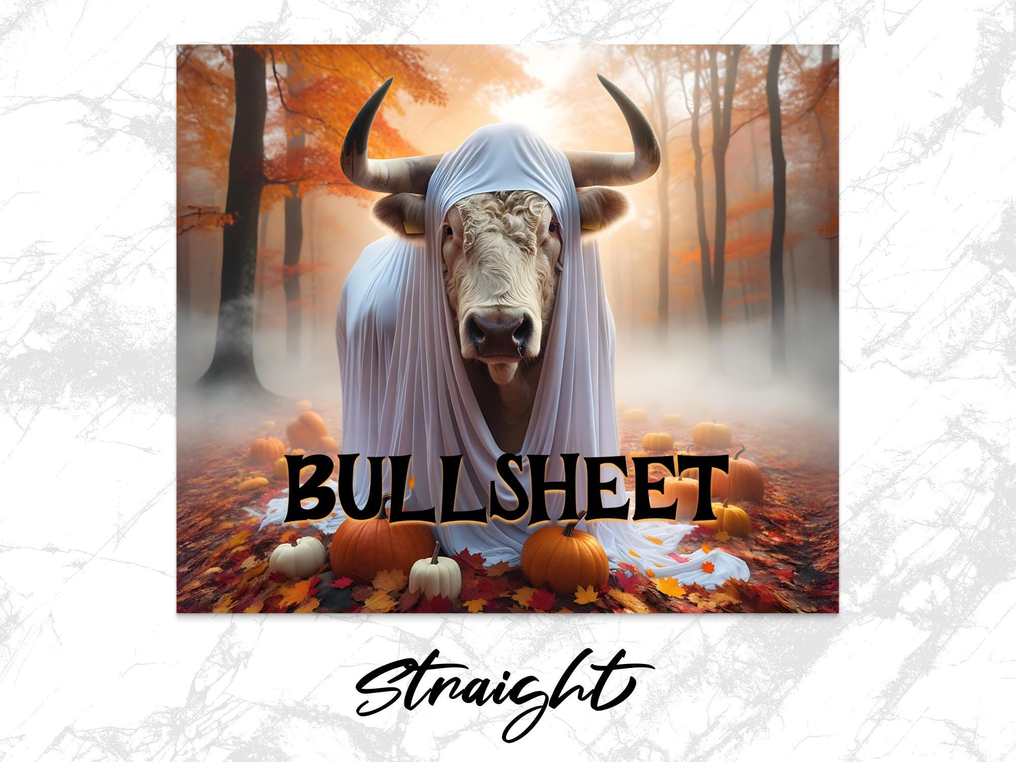 Funny Halloween Cow Tumbler Wrap: Ghost Costume, Fall Design (Digital Download)