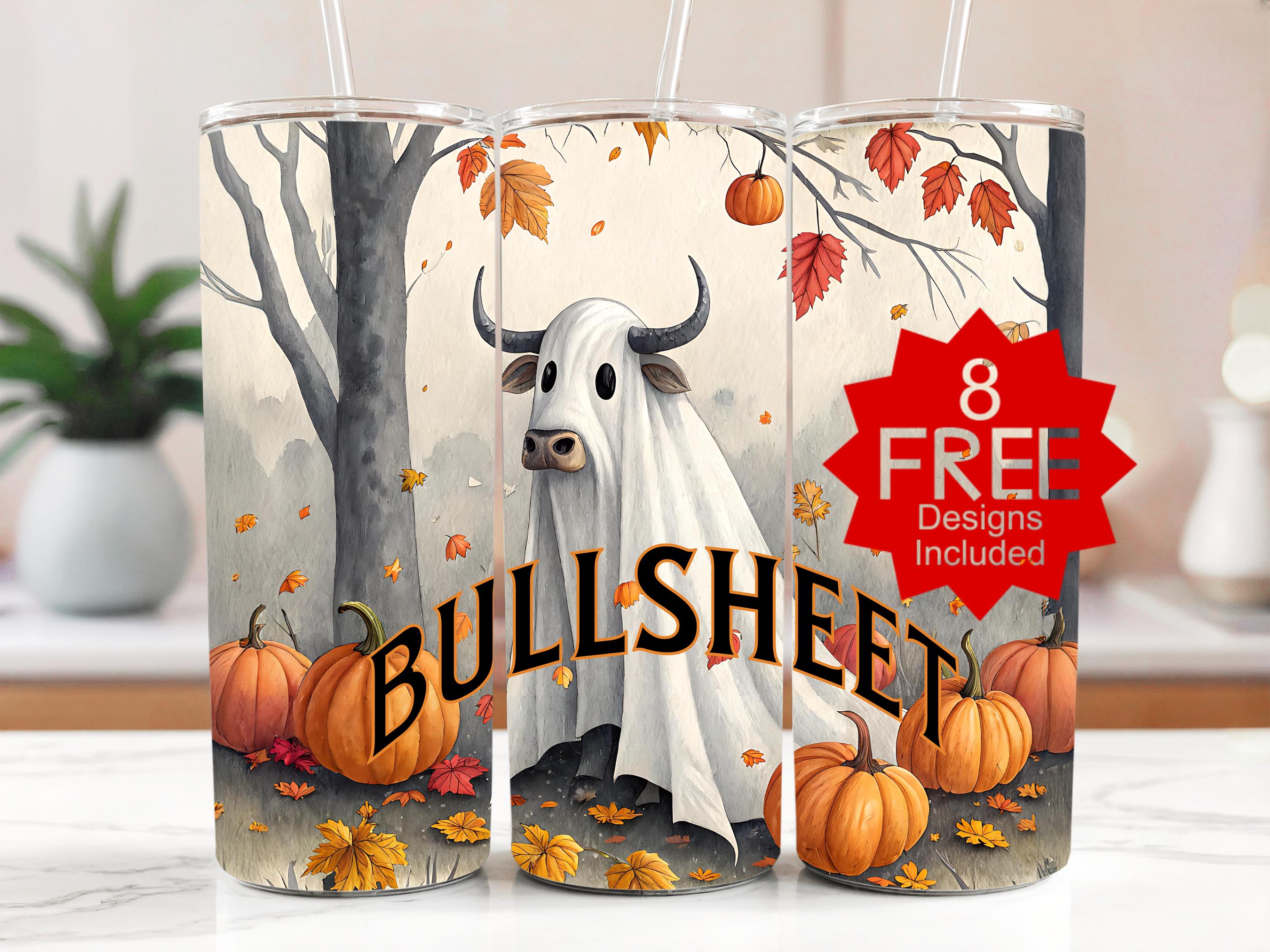 Ghost Cow Tumbler Wrap: Funny Halloween 20oz Skinny Tumbler Design (Digital Download)