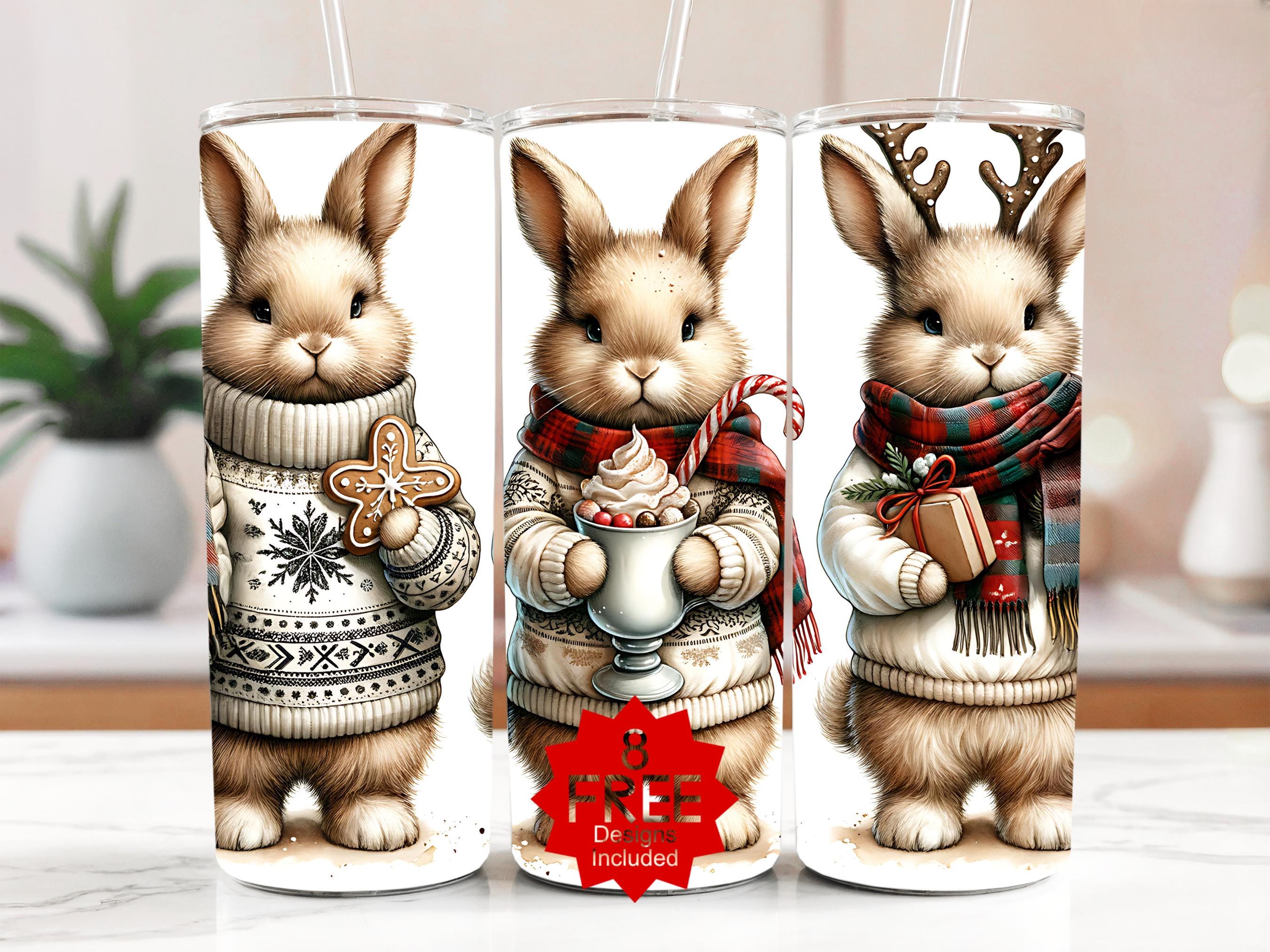Winter Bunnies 20oz Tumbler Wrap: Holiday Hare PNG (Digital Download)
