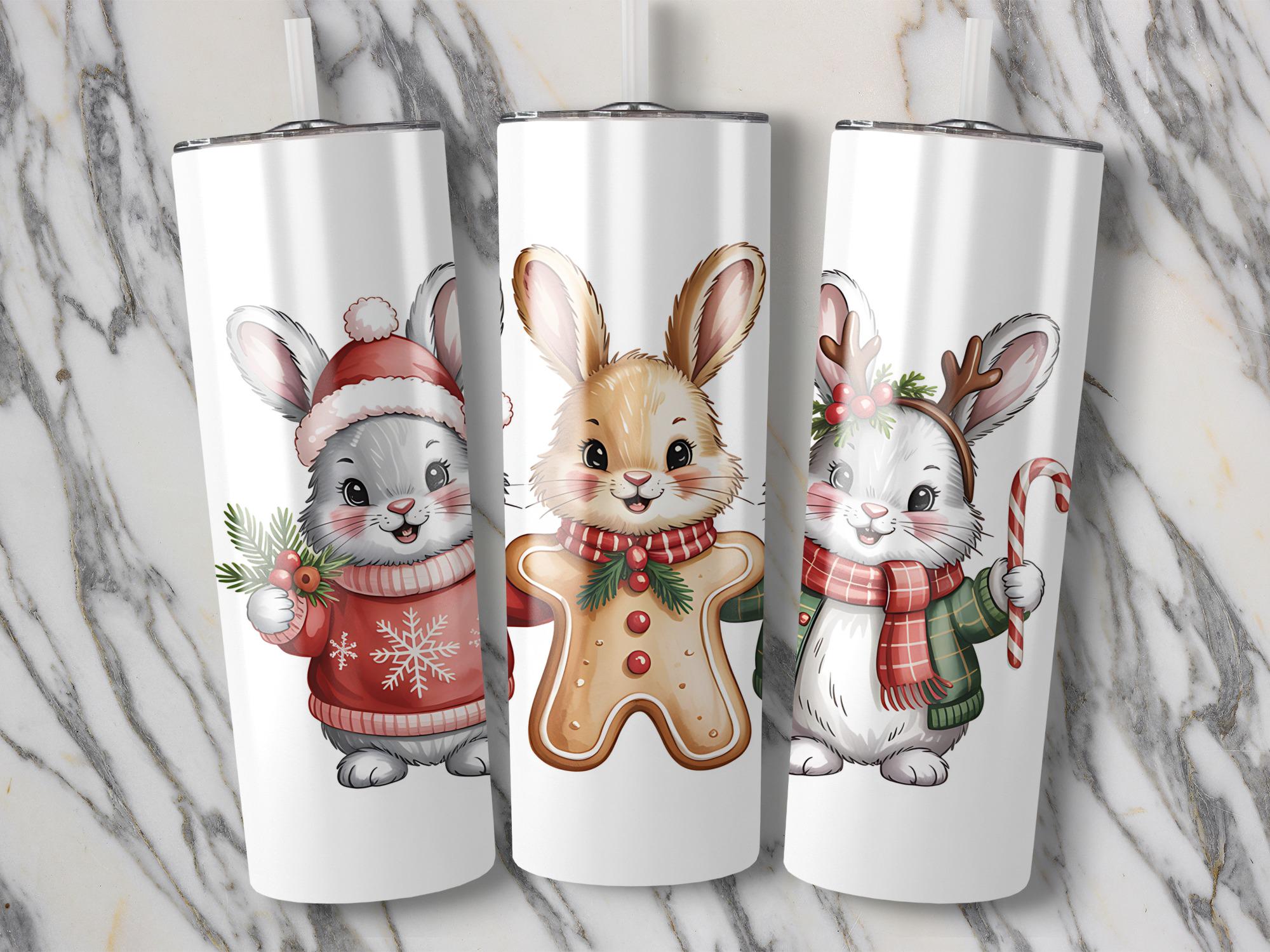 Christmas Bunnies 20oz Tumbler Wrap: Holiday Rabbit PNG (Digital Download)
