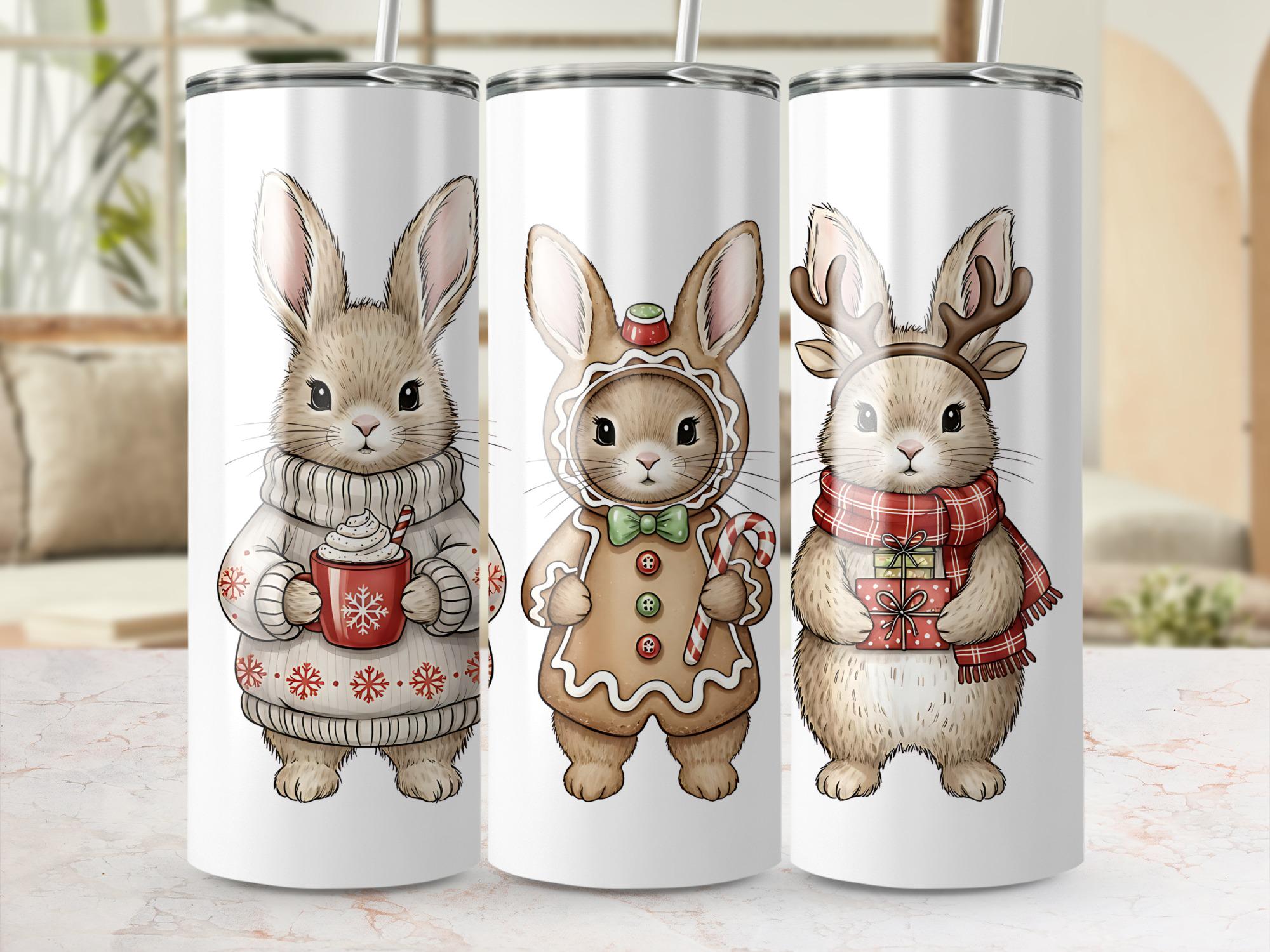 Christmas Bunny 20oz Tumbler Wrap: Holiday Hare Sublimation Design (Digital Download)