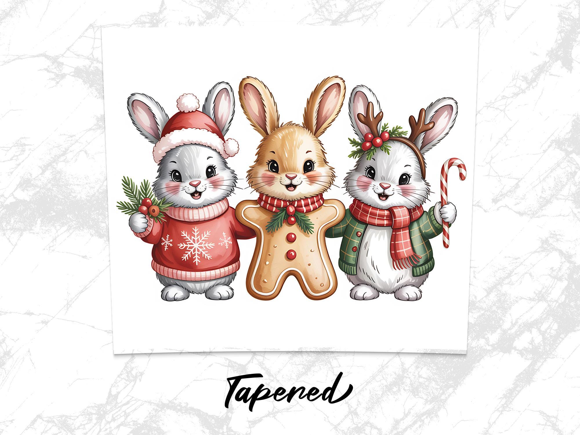 Christmas Bunnies 20oz Tumbler Wrap: Holiday Rabbit PNG (Digital Download)