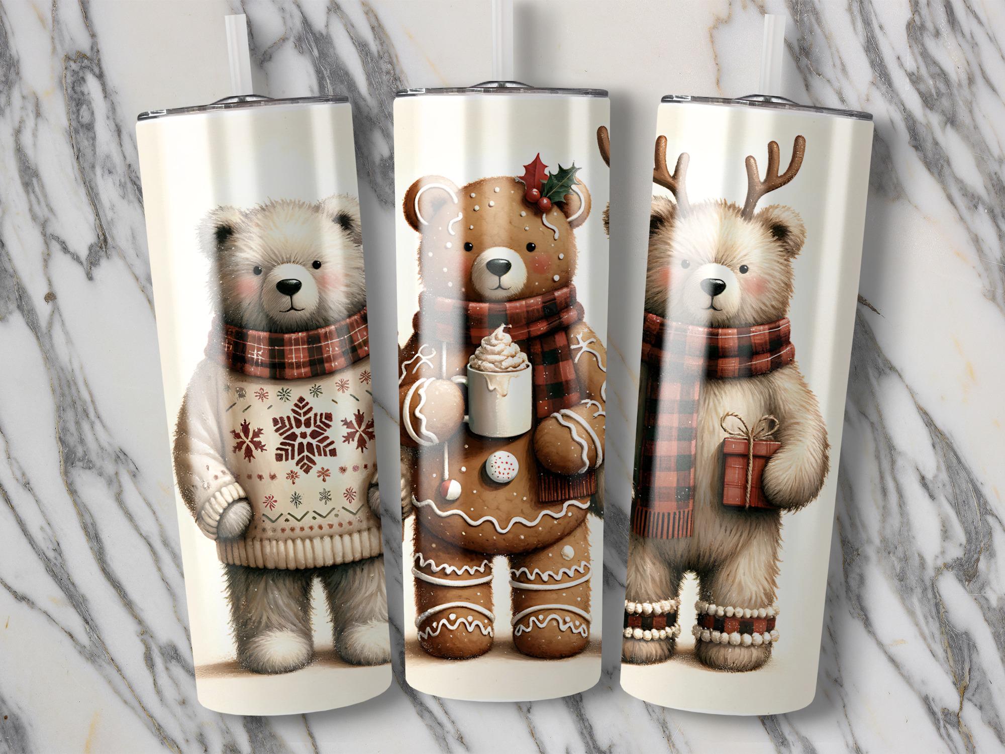 Christmas Bear Tumbler Wrap: Holiday Sublimation Design (Digital Download)