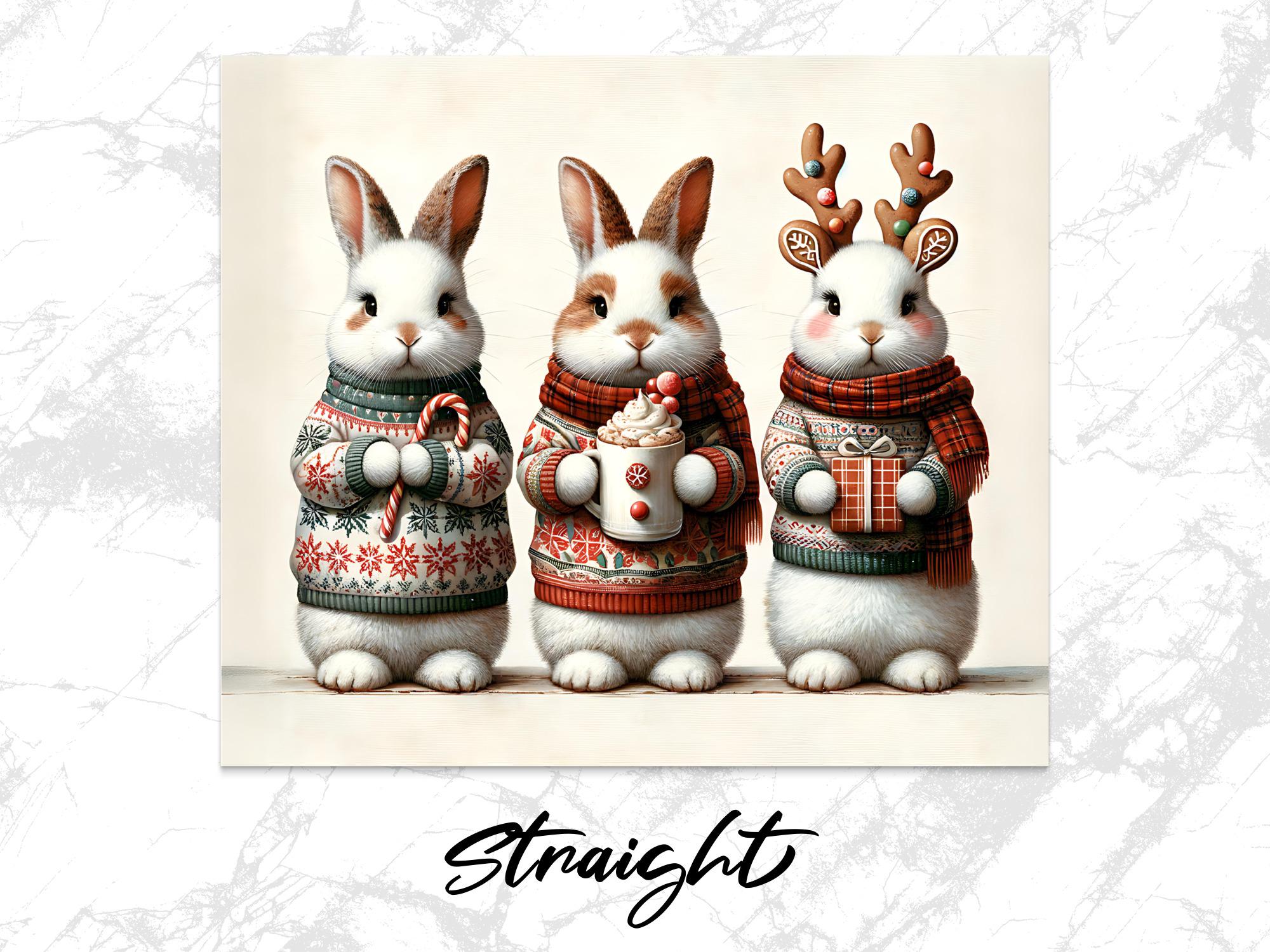 Christmas Bunny 20oz Tumbler Wrap: Winter Animal PNG (Digital Download)
