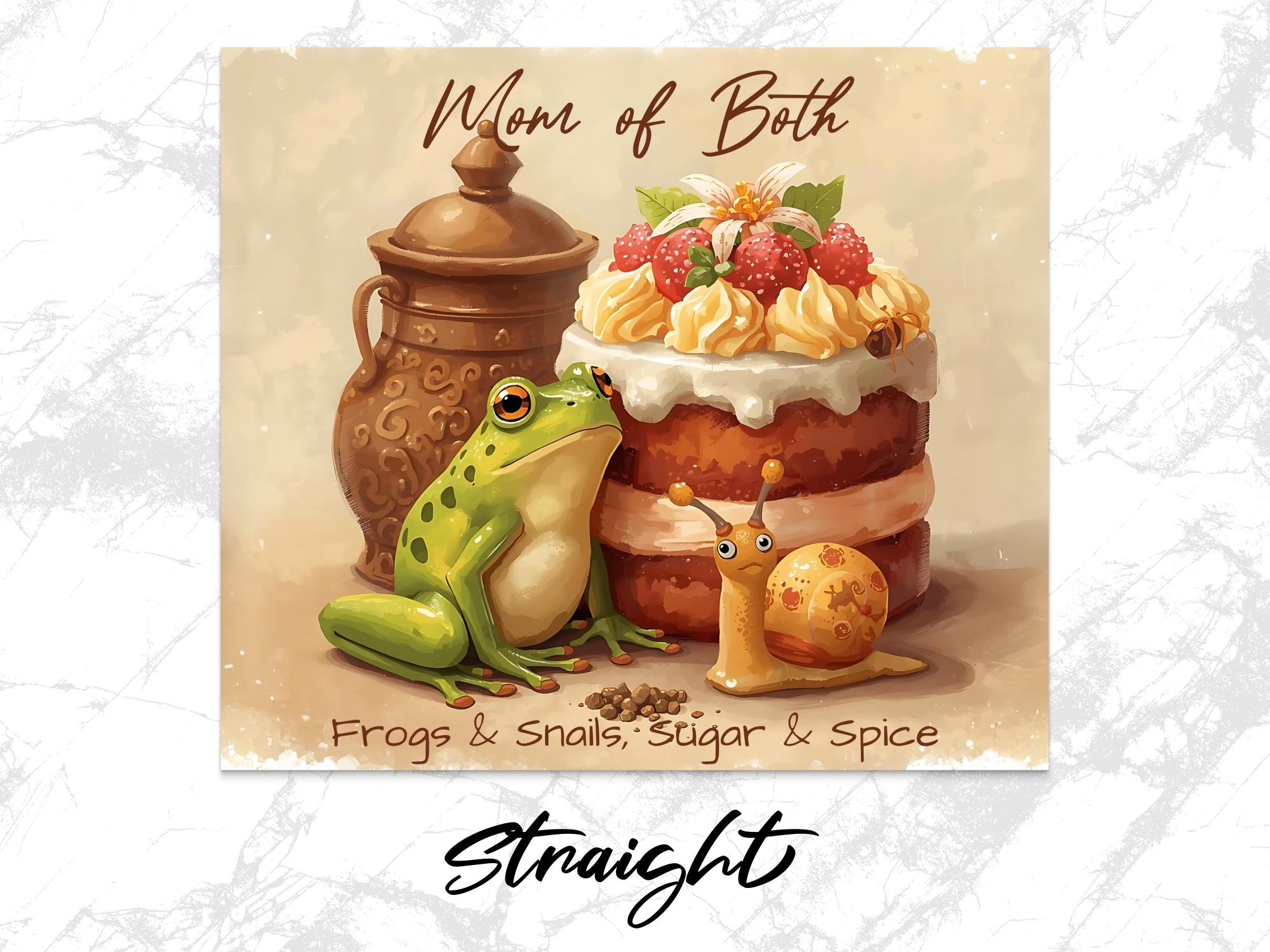 Mom of Both Tumbler Wrap: Frog, Snail, Cake Design (PNG Digital Download)