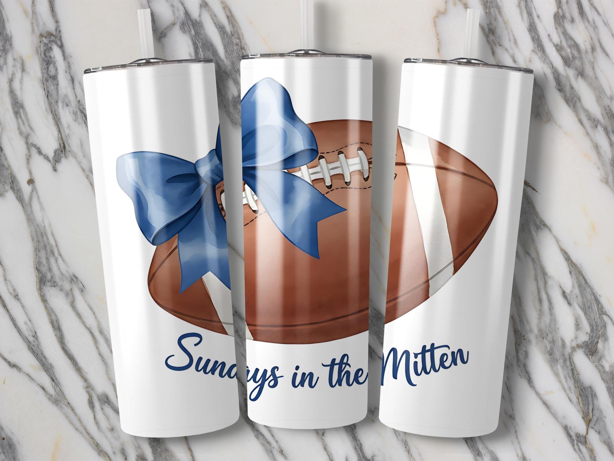 Football Tumbler Wrap: Michigan Game Day, Bow Design (Digital Download)
