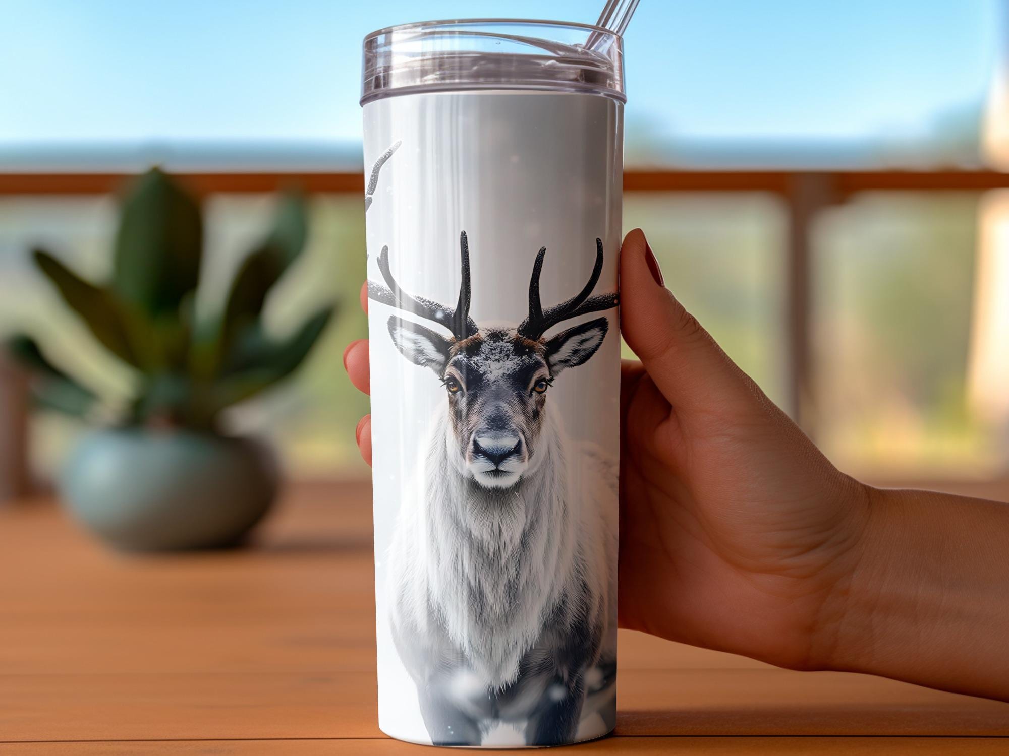 Reindeer Tumbler Wrap: Winter Christmas 20oz Skinny Tumbler Design (Digital Download)