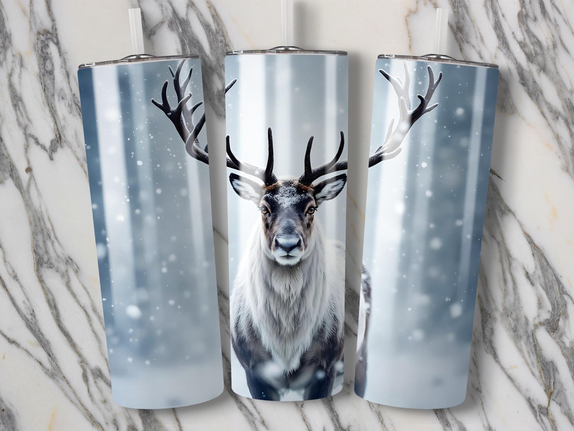 Reindeer Tumbler Wrap: Winter Christmas 20oz Skinny Tumbler Design (Digital Download)