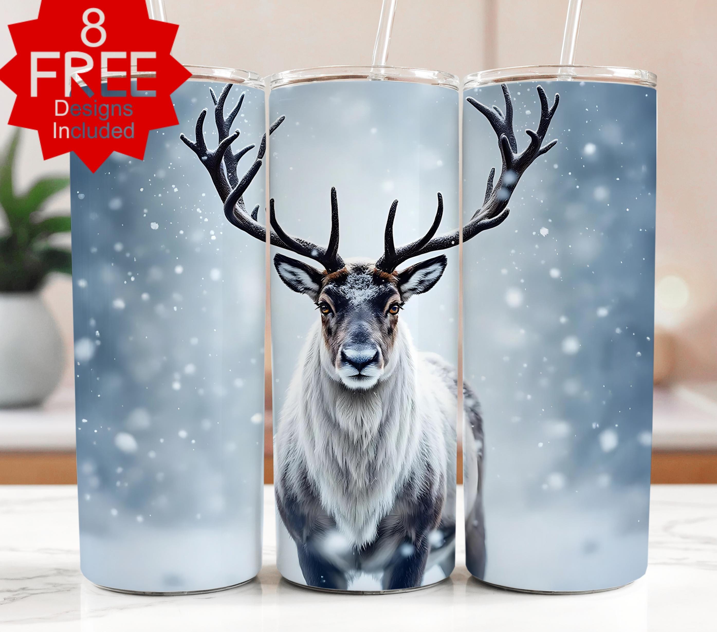 Reindeer Tumbler Wrap: Winter Christmas 20oz Skinny Tumbler Design (Digital Download)