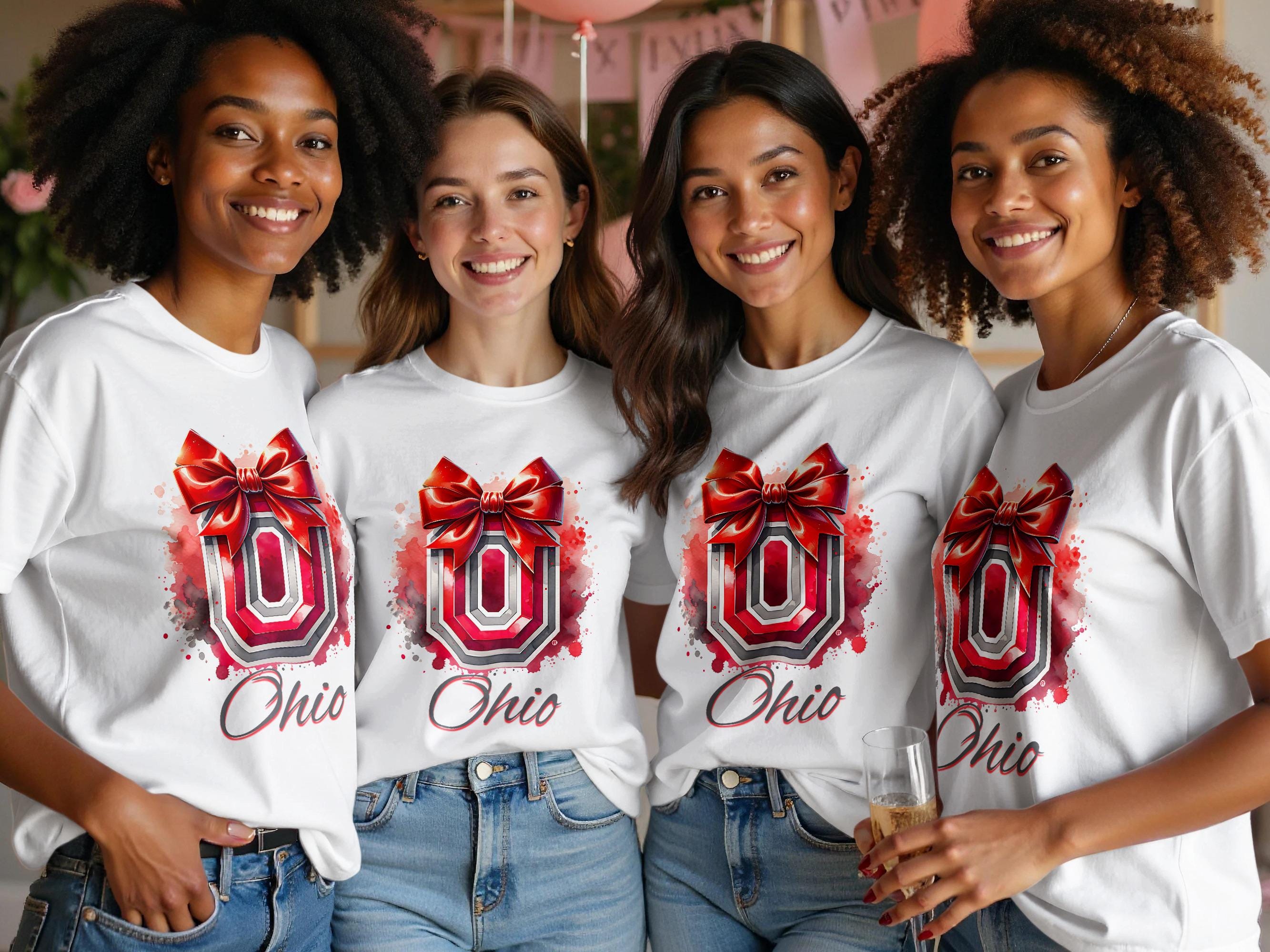 Ohio Buckeyes PNG: Bow Shirt Sublimation Design (Digital Download)